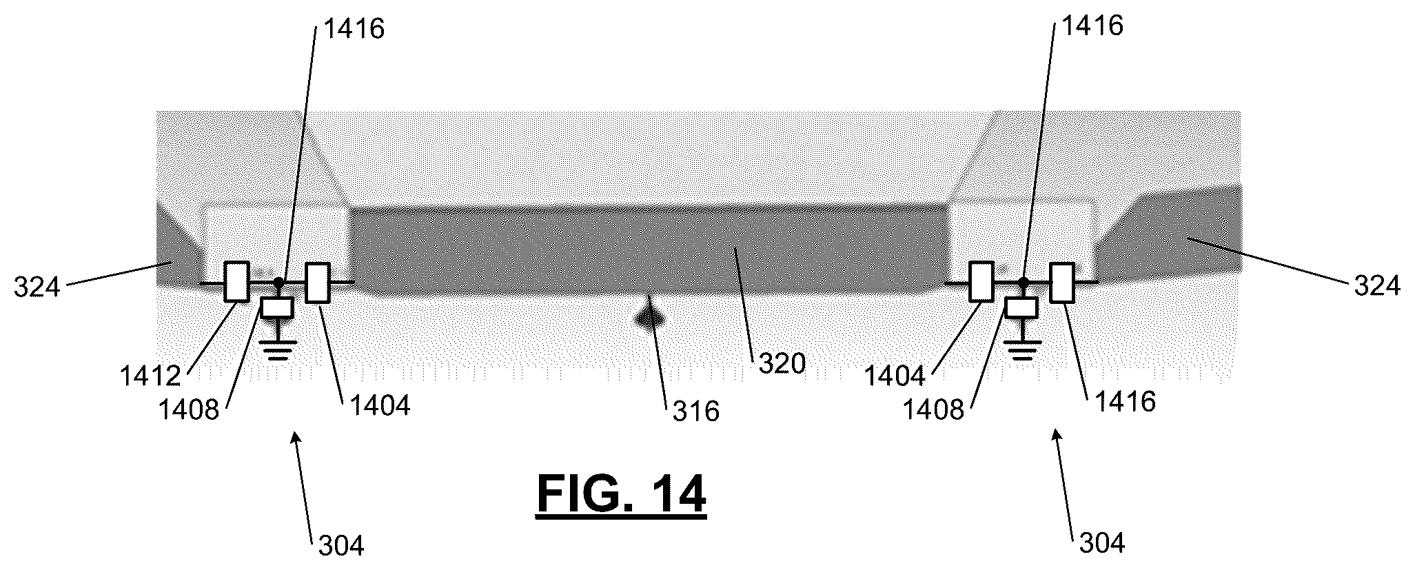 Patent US12586902 Figure 14 – Ultra wideband antenna including multiple individual antennas and multiplexing after antenna feed