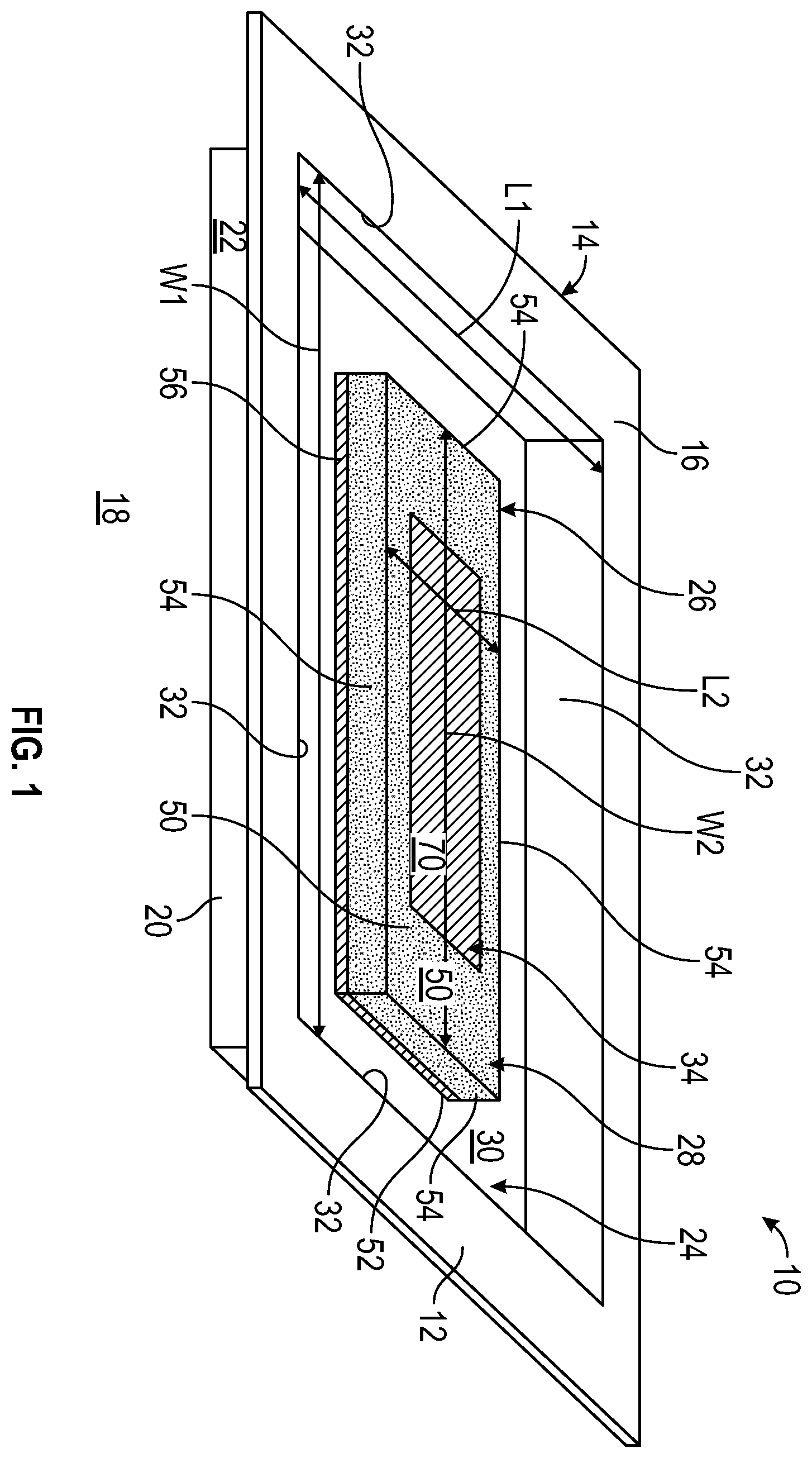 Patent US12586911 Figure 1 – Antenna assembly mounted to an interior surface of a dielectric structure