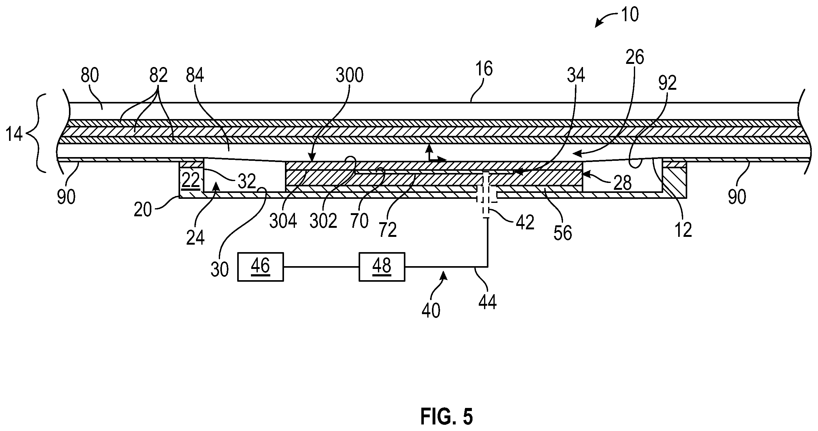 Patent US12586911 Figure 5 – Antenna assembly mounted to an interior surface of a dielectric structure