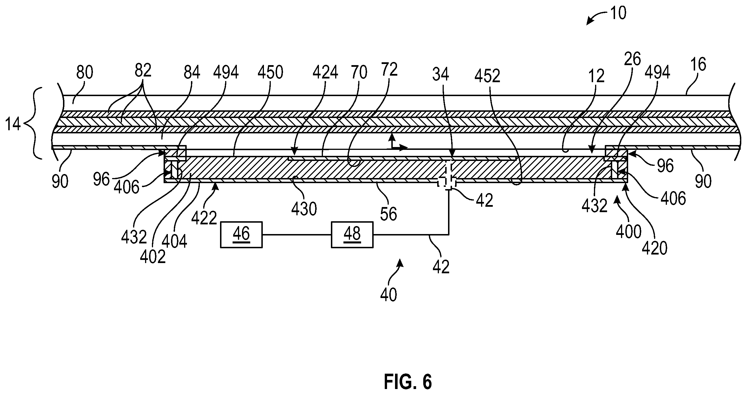 Patent US12586911 Figure 6 – Antenna assembly mounted to an interior surface of a dielectric structure