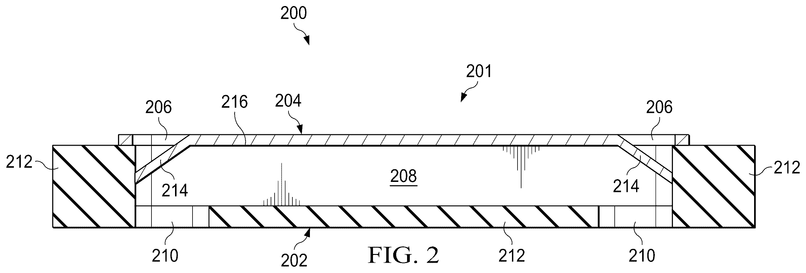 Patent US12586915 Figure 2 – Antenna assembly with metallized cavity waveguide