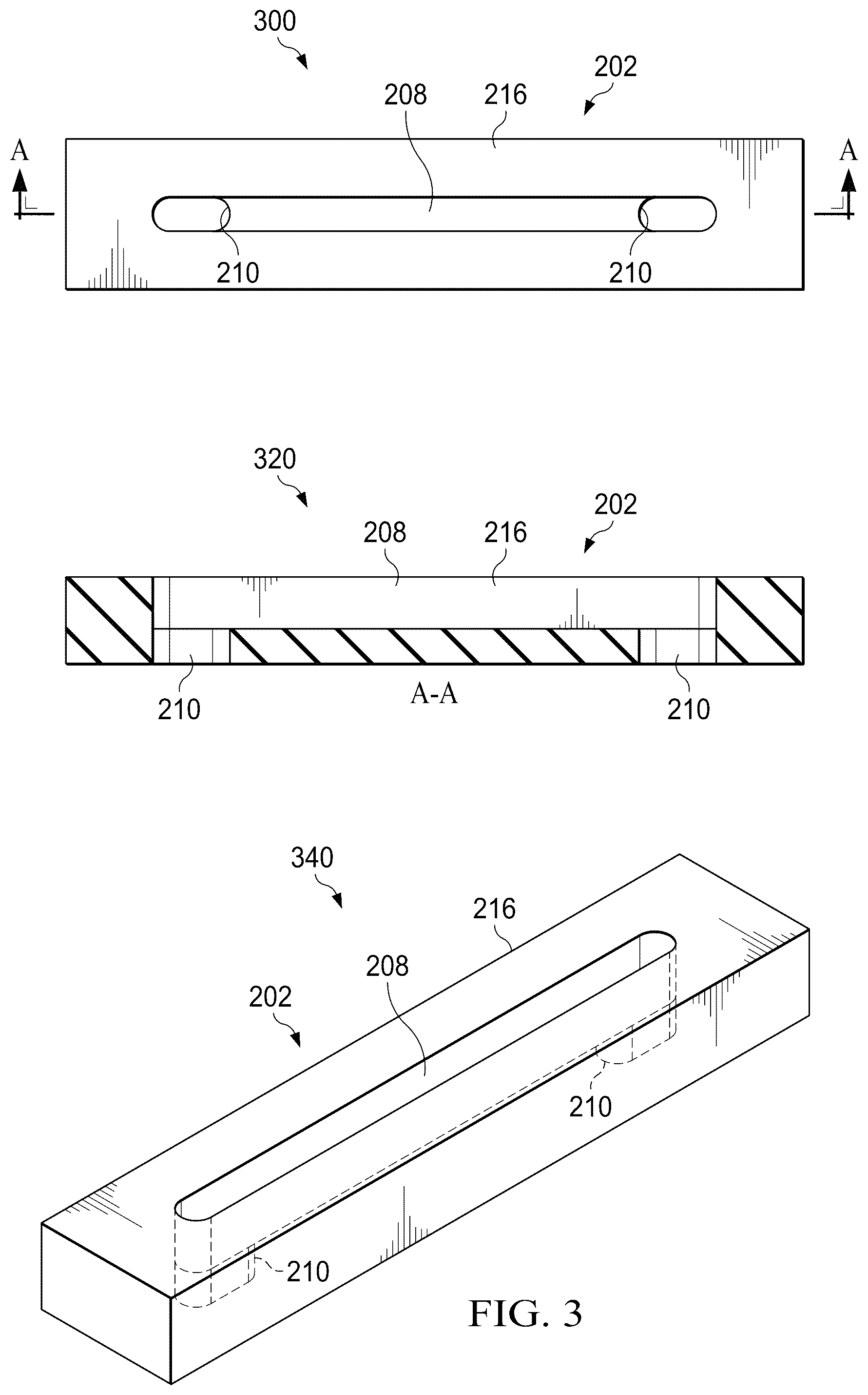 Patent US12586915 Figure 3 – Antenna assembly with metallized cavity waveguide