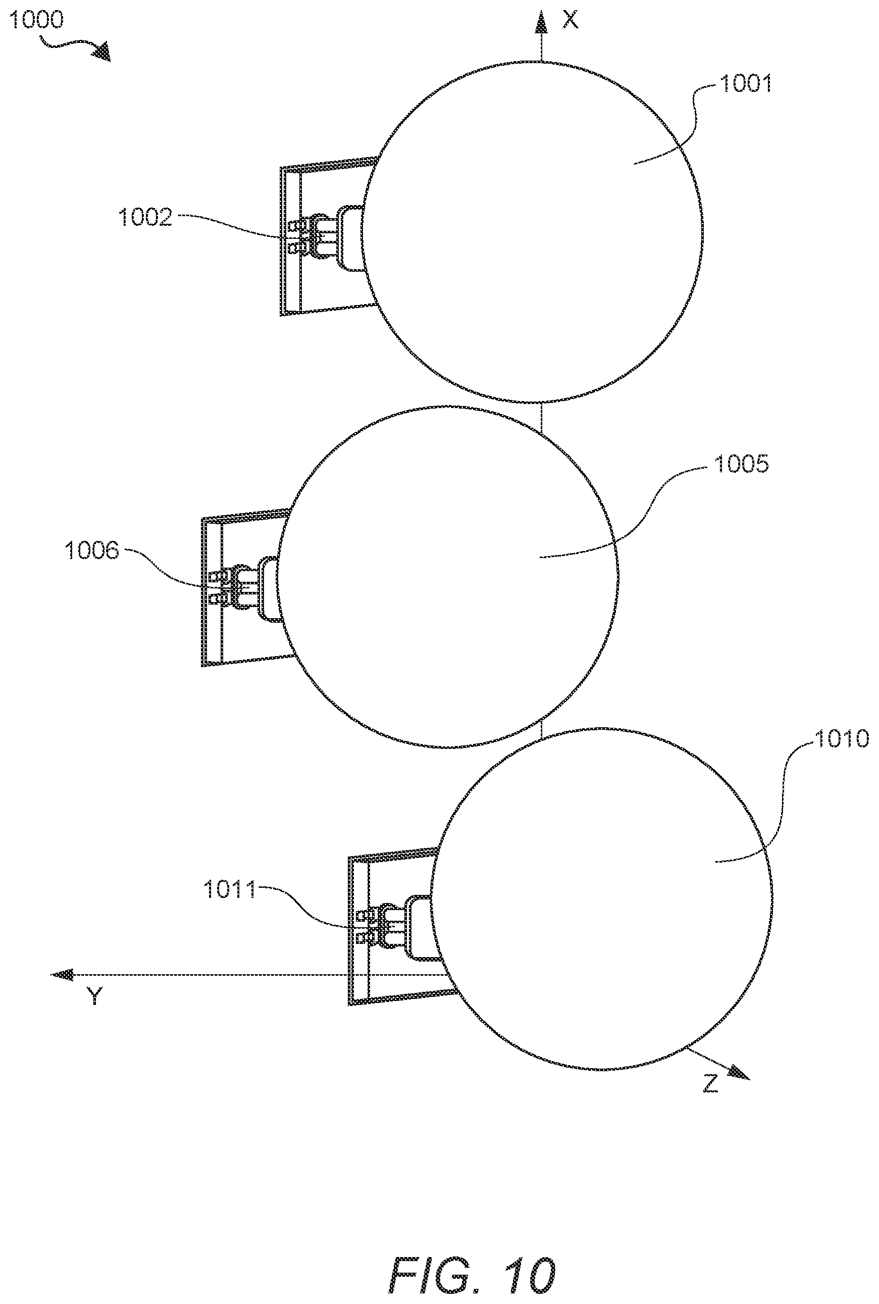Patent US12586920 Figure 11 – Antenna lens switched beam array for tracking satellites