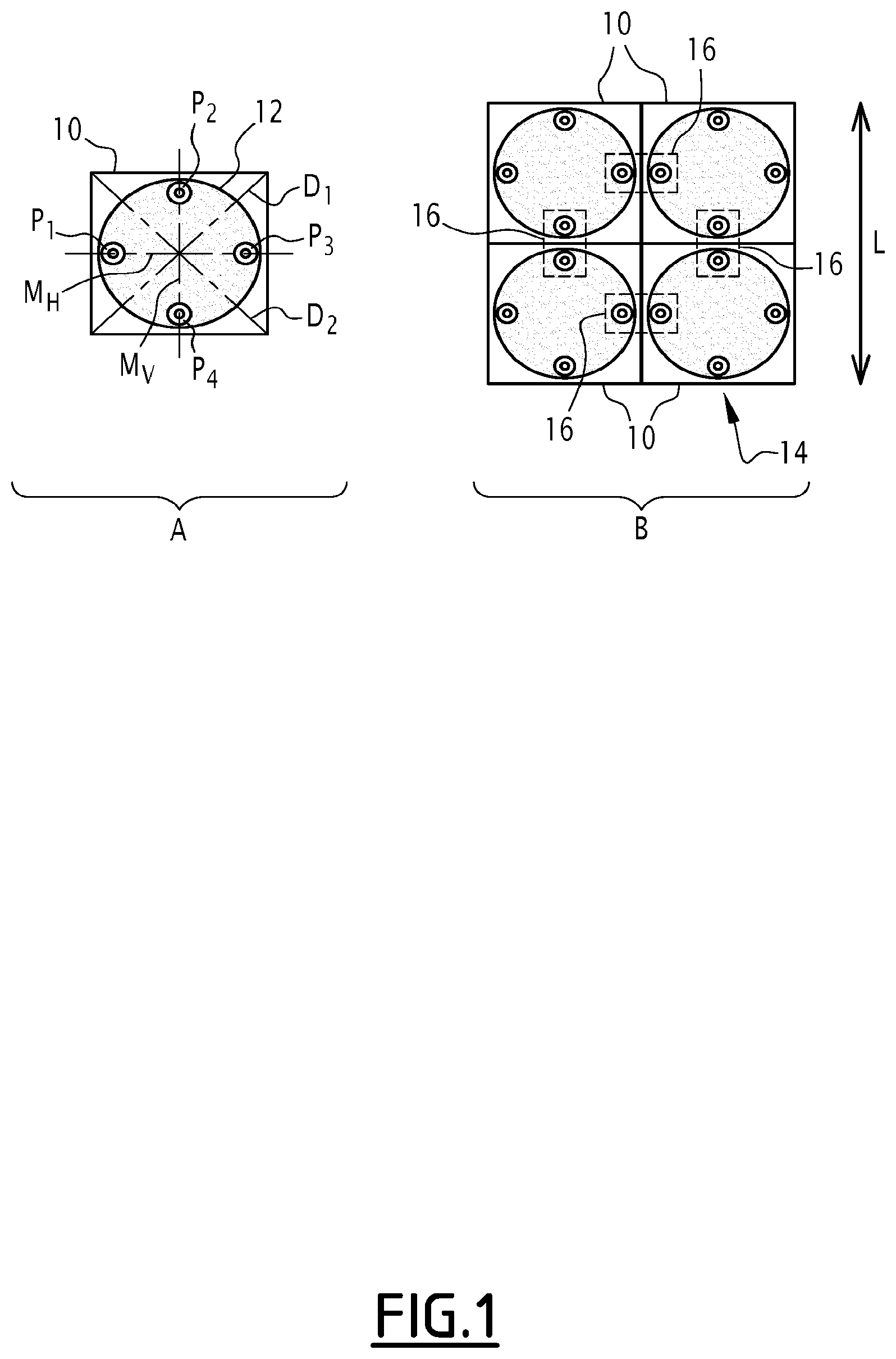 Patent US12586926 Figure 1 – Reconfigurable antenna array