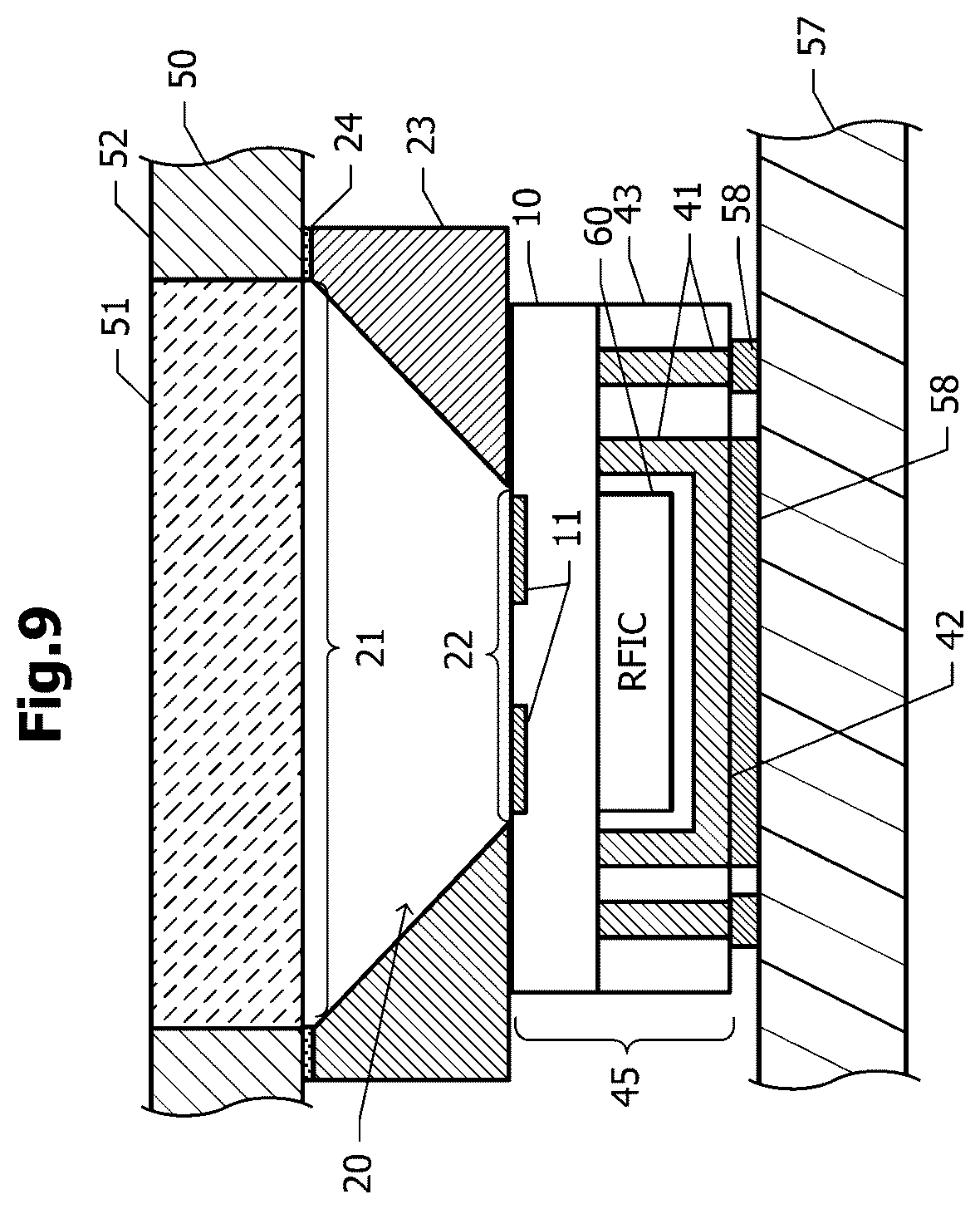 Patent US12586928 Figure 9 – Antenna device and communication device