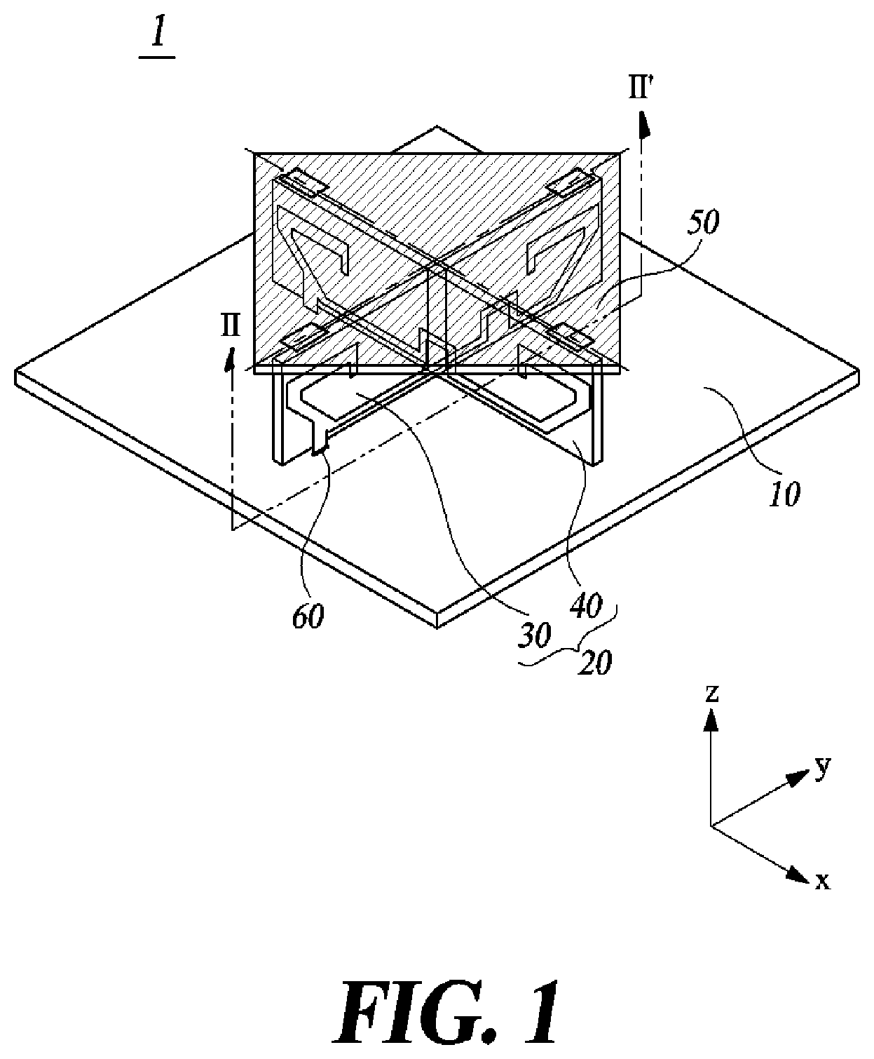Patent US12586929 Figure 1 – Dual polarization antenna and dual polarization antenna assembly comprising same