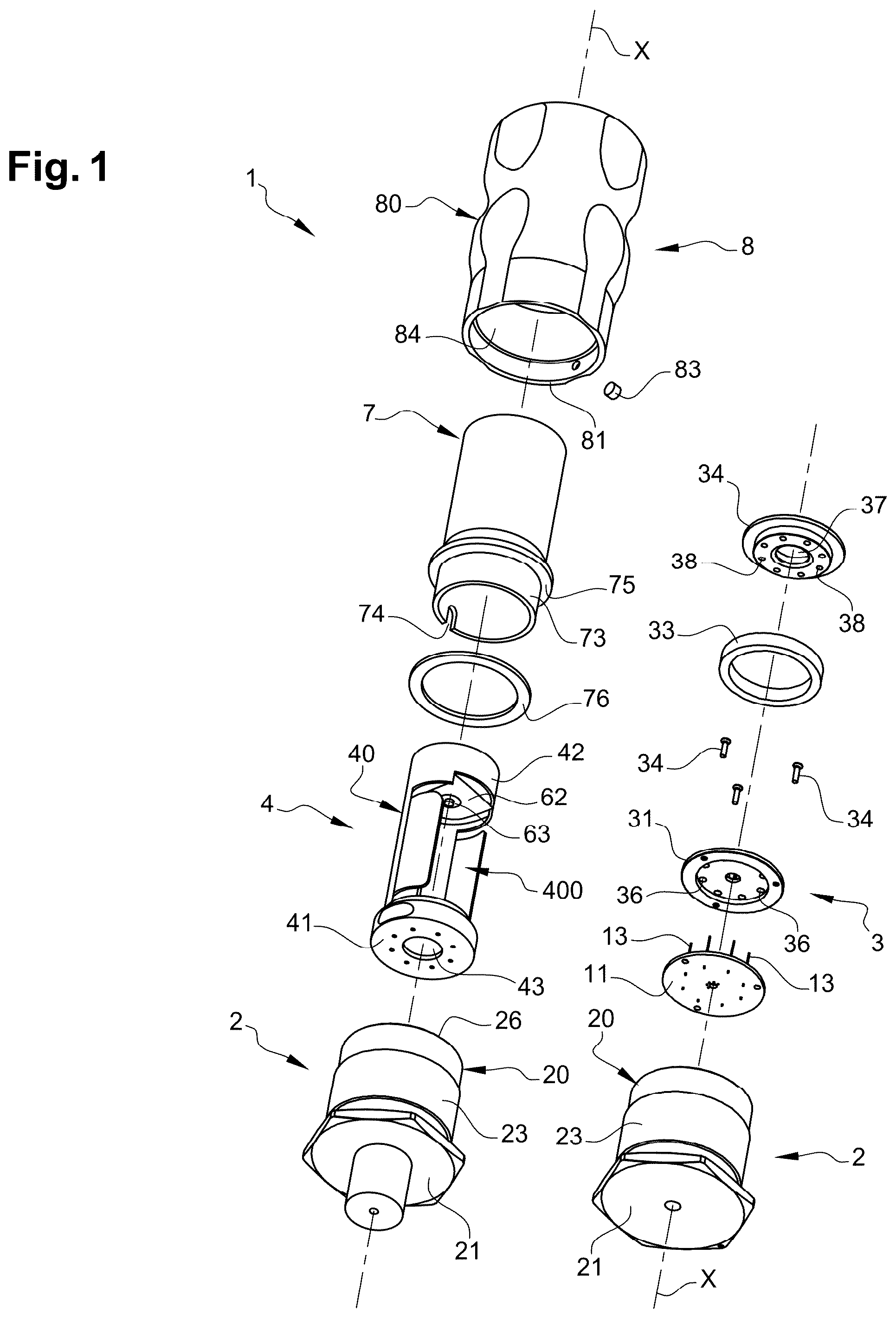 Patent US12586939 Figure 1 – Electronic device with force feedback and interlocking system for coupling two electronic boards