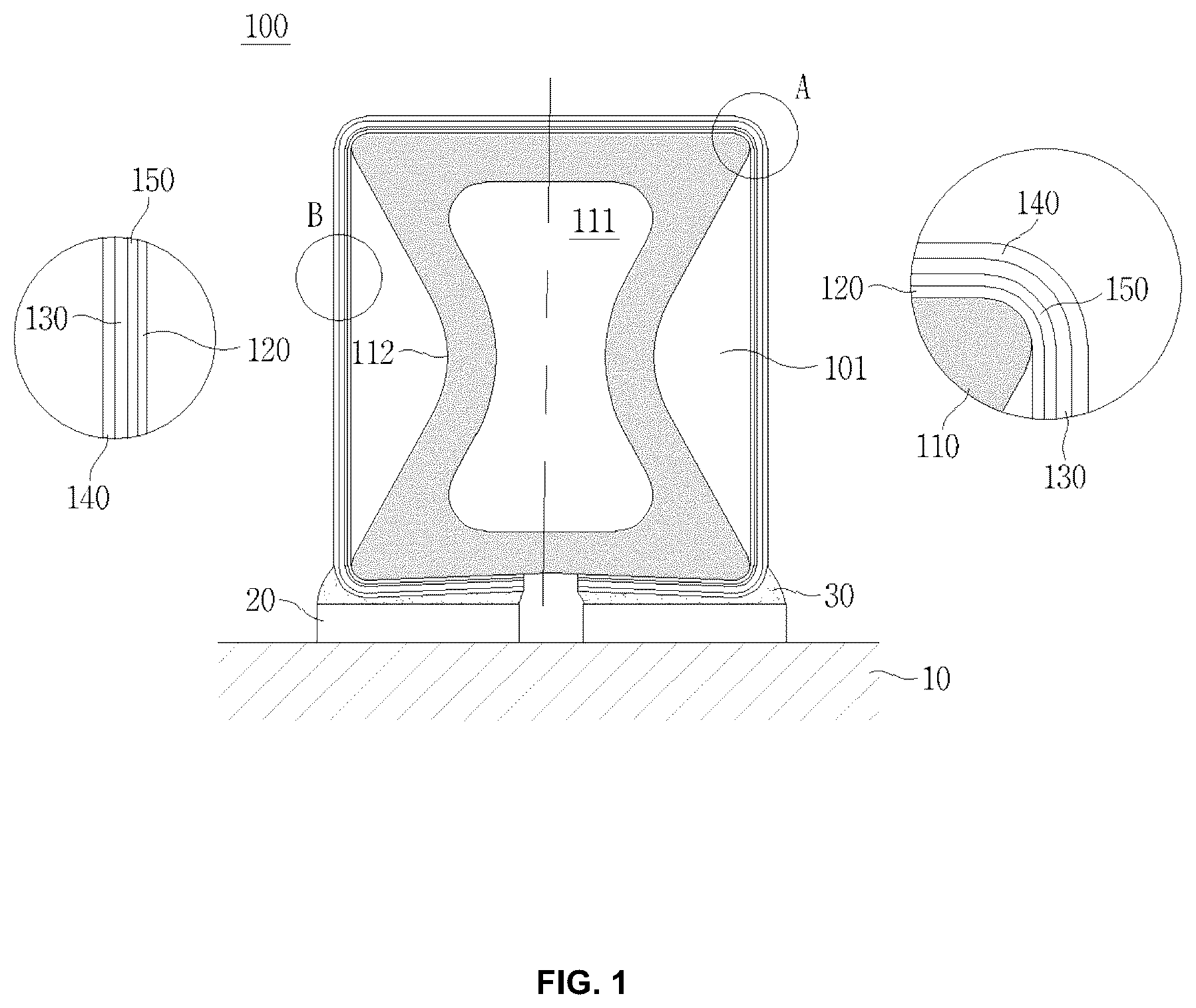 Patent US12586945 Figure 1 – Elastic electric contact terminal
