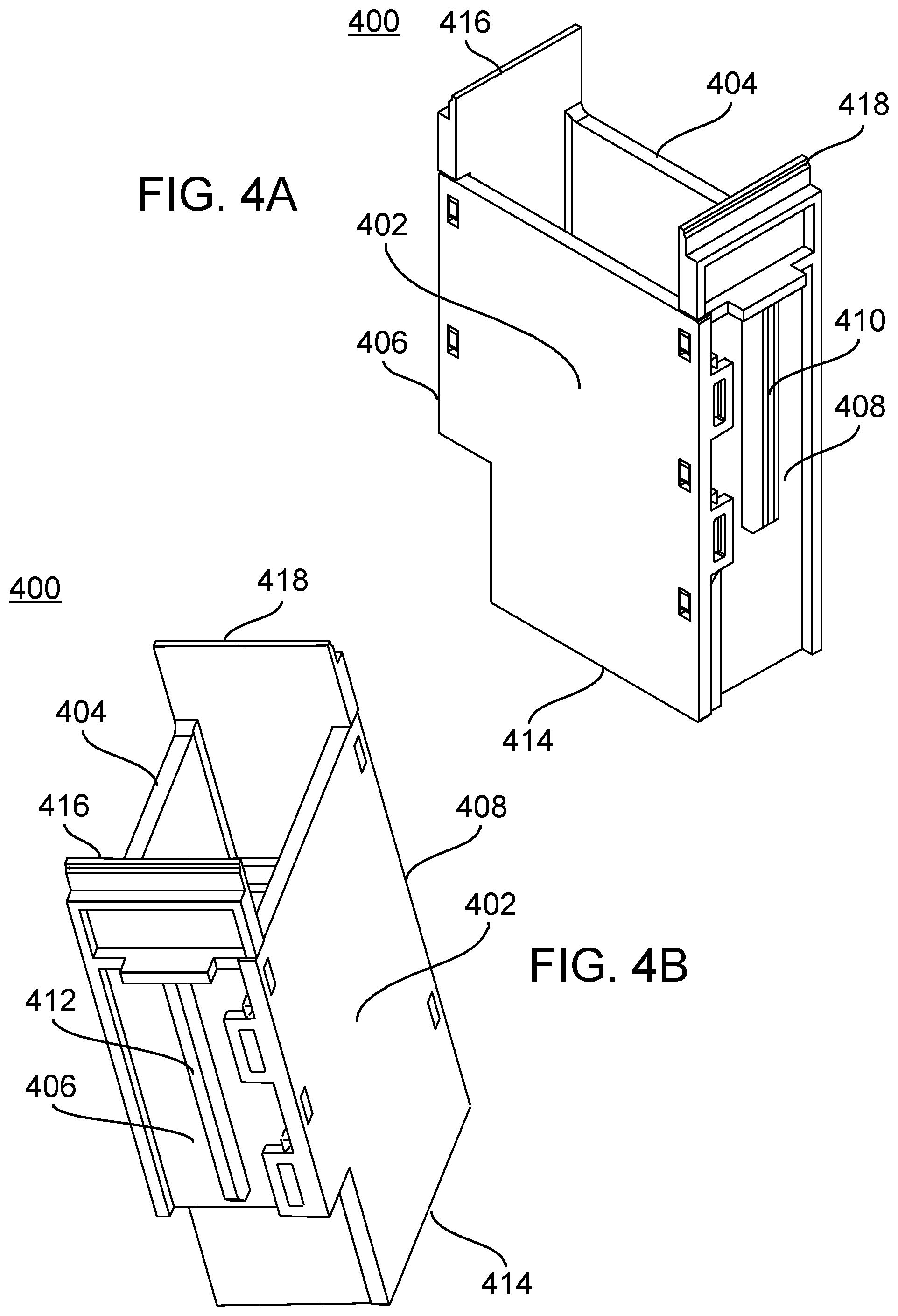 Patent US12586950 Figure 4 – Fliptop module and insert for holding multiple types of connectors and cables