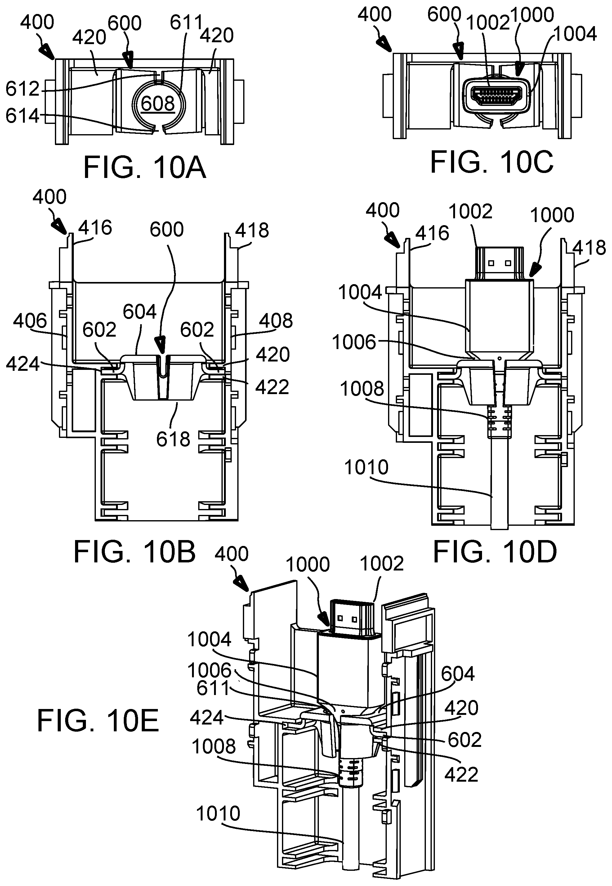 Patent US12586950 Figure 11 – Fliptop module and insert for holding multiple types of connectors and cables