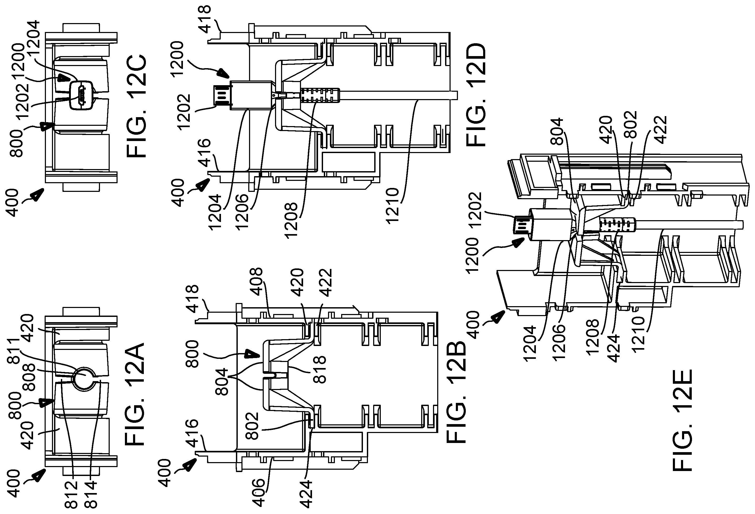 Patent US12586950 Figure 13 – Fliptop module and insert for holding multiple types of connectors and cables