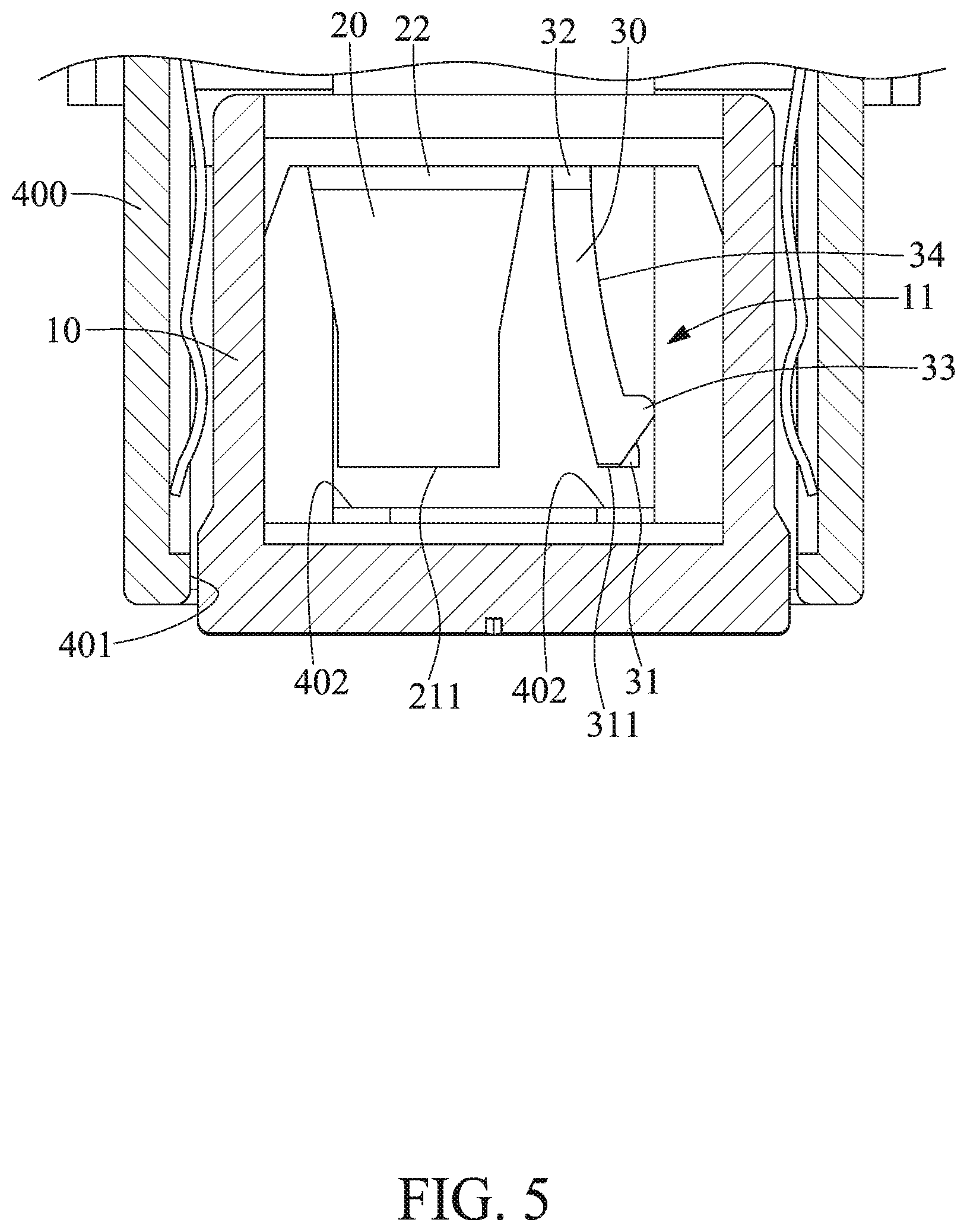 Patent US12586955 Figure 5 – Protective component of connector socket and protective plug cap thereof
