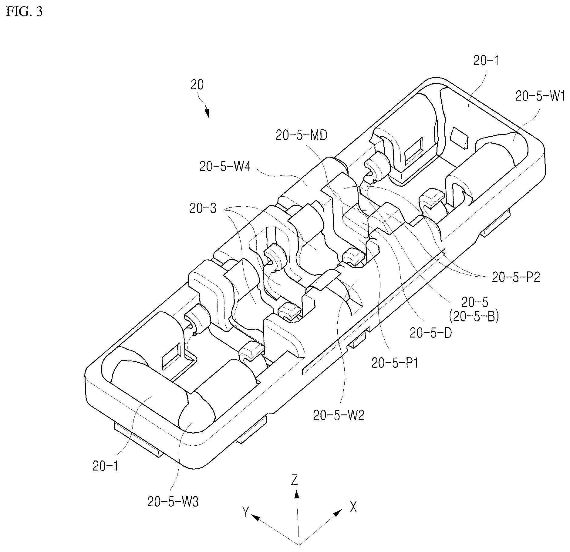 Patent US12586956 Figure 3 – Miniaturized electrical connector with features to prevent short circuit of power terminals