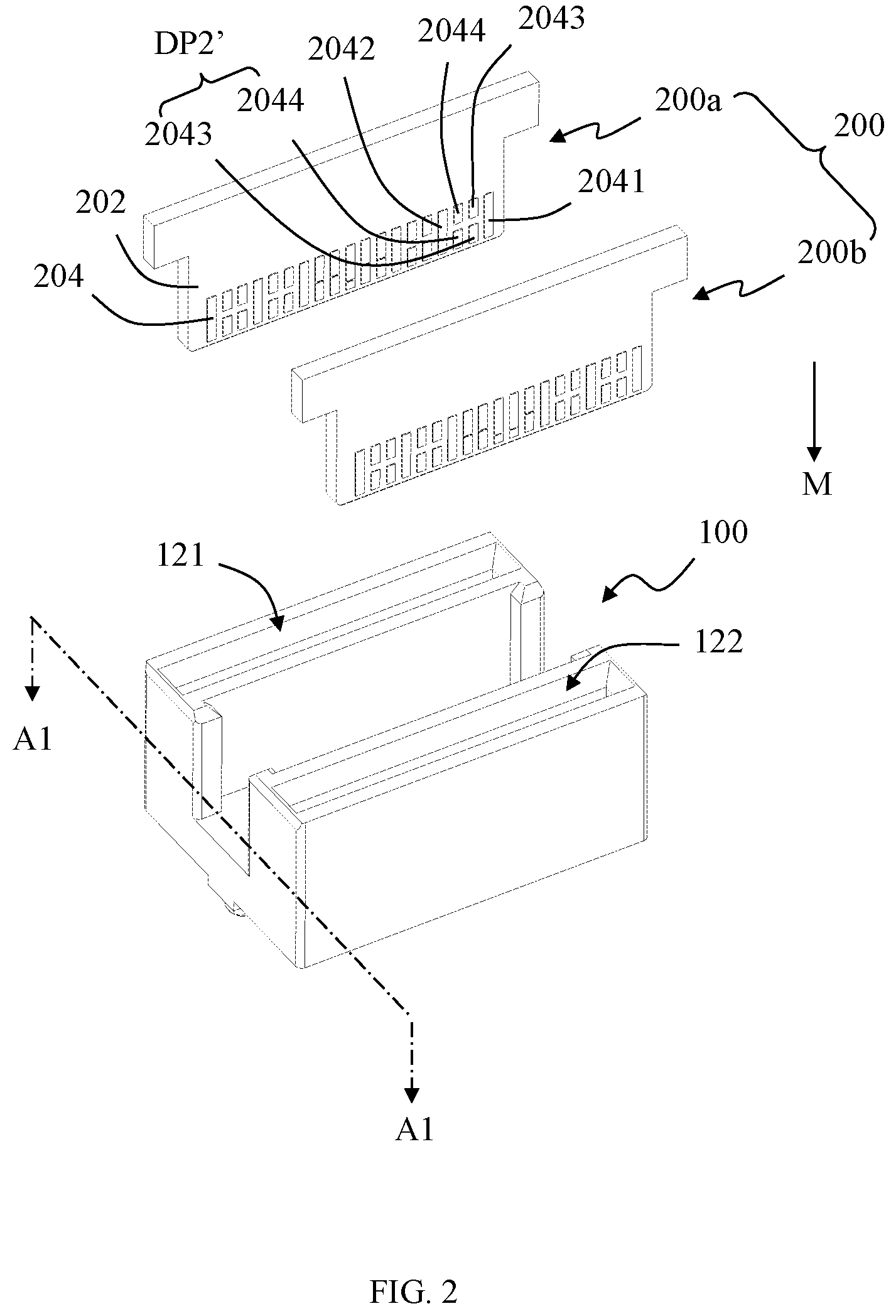 Patent US12586958 Figure 2 – Electrical connector with improved shielding features