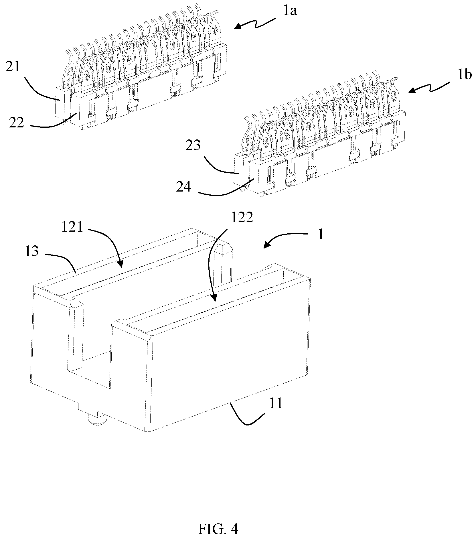 Patent US12586958 Figure 4 – Electrical connector with improved shielding features