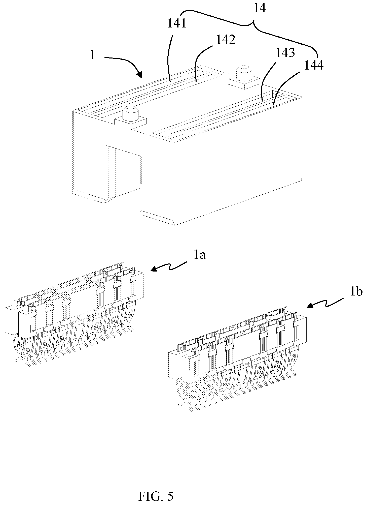 Patent US12586958 Figure 5 – Electrical connector with improved shielding features