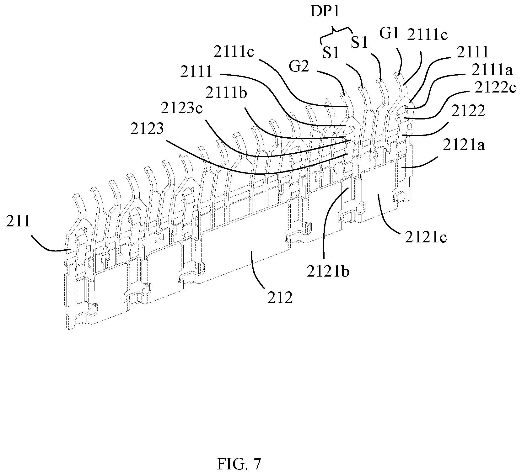 Patent US12586958 Figure 7 – Electrical connector with improved shielding features