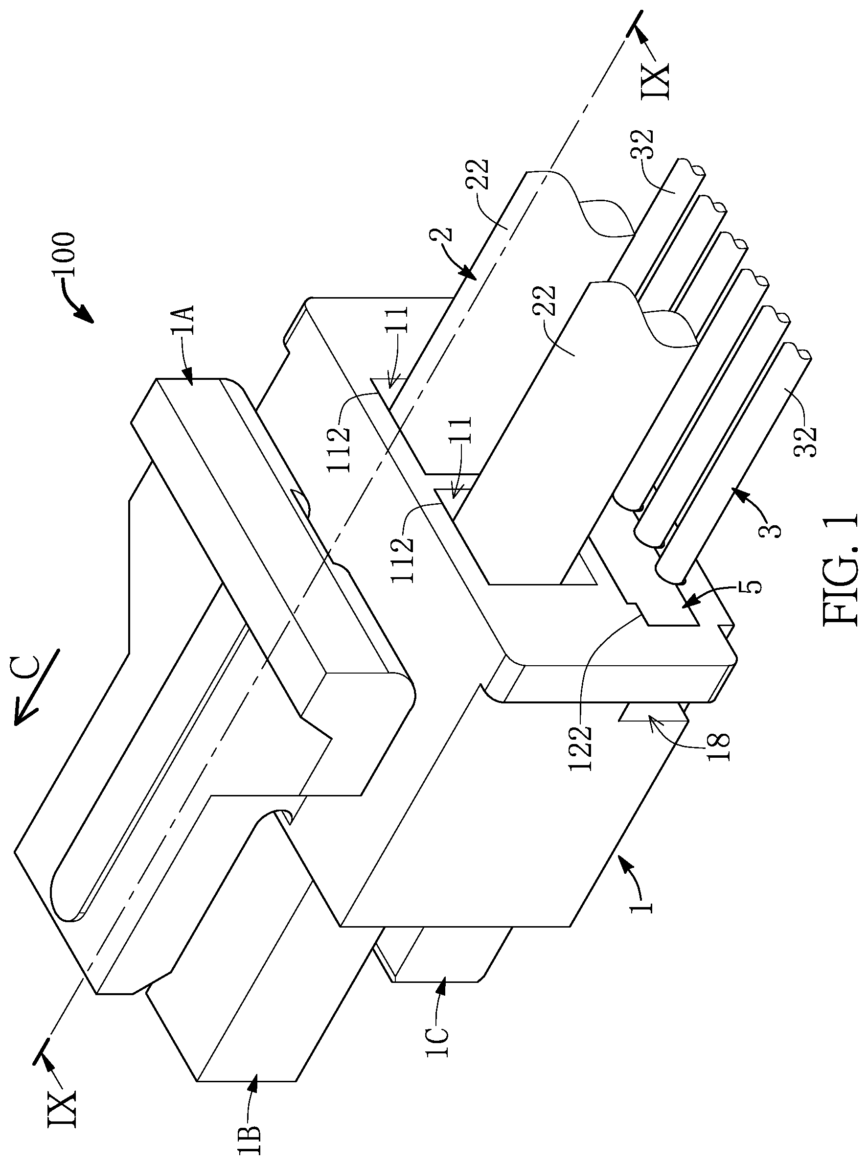 Patent US12586965 Figure 1 – Cable connector