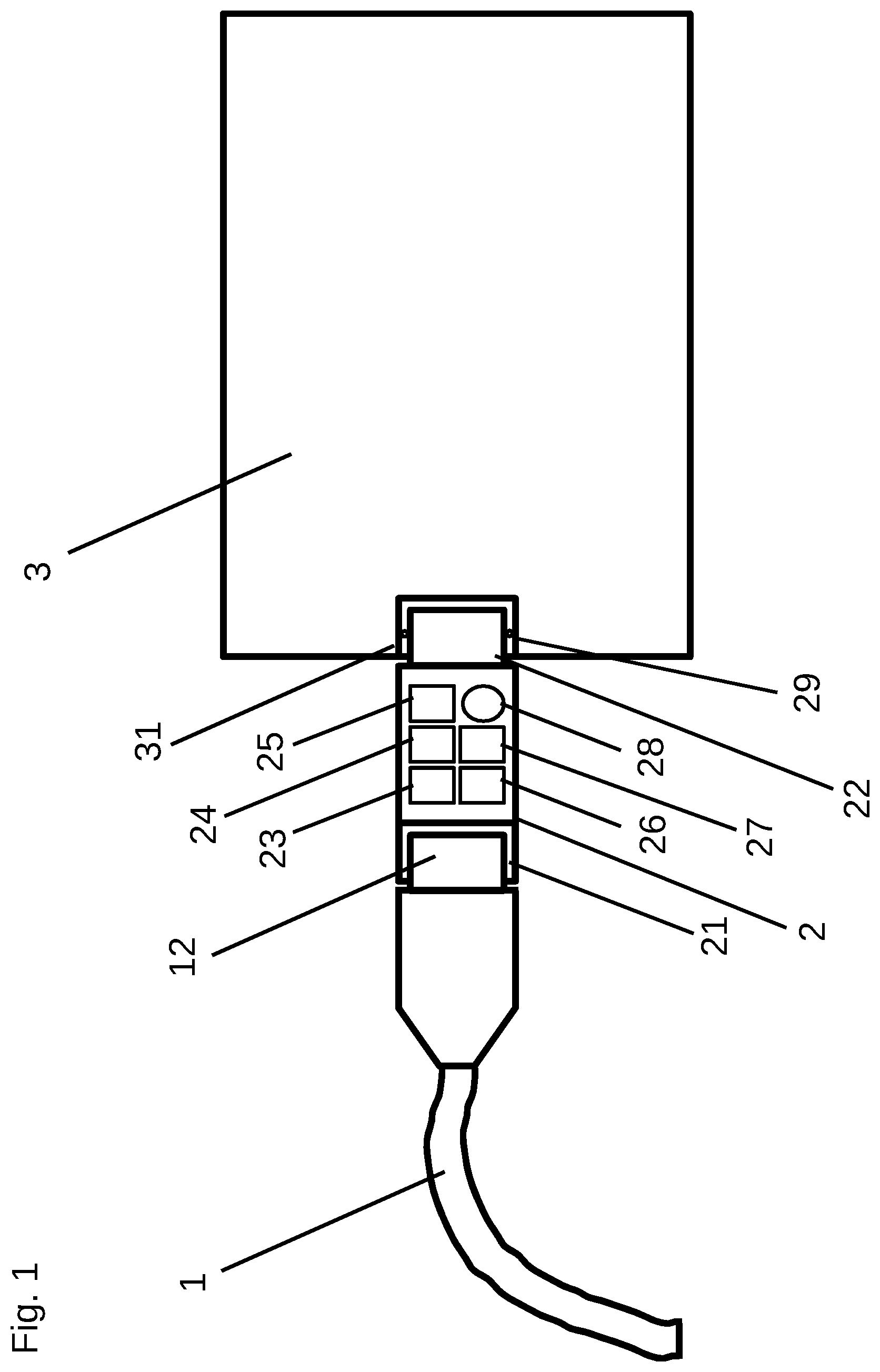 Patent US12586968 Figure 1 – Adapter having a first plug connector part for electrical and mechanical connection to a cable and a second plug connector part for electrical and mechanical connection to an electrical and/or electronic device