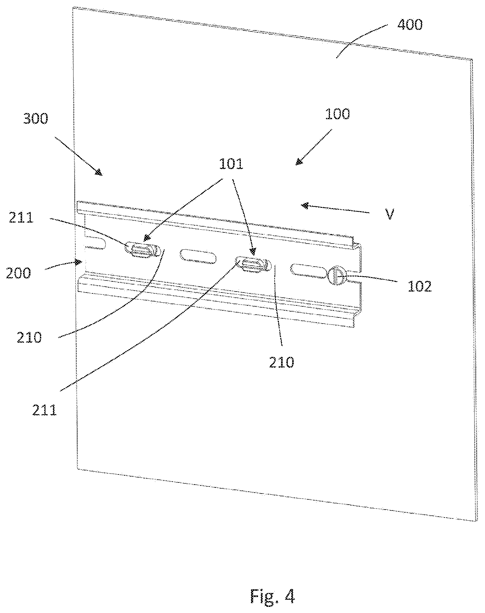 Patent US12586993 Figure 3 – Fastening device, method, arrangement and switchgear cabinet