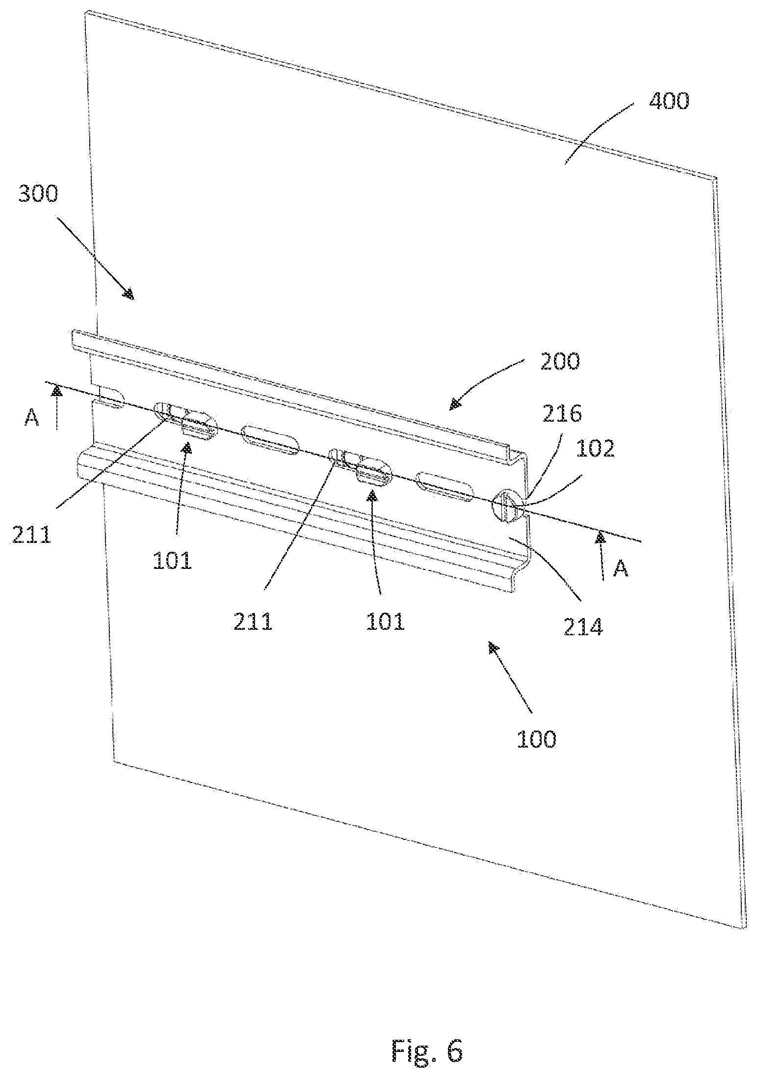 Patent US12586993 Figure 5 – Fastening device, method, arrangement and switchgear cabinet