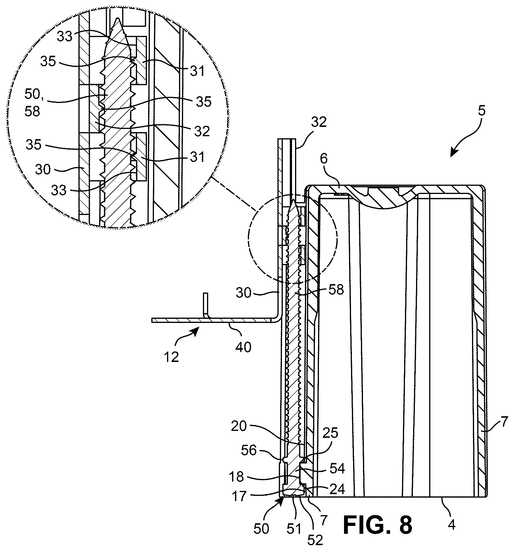 Patent US12586998 Figure 4 – Electrical box with adjustable mounting system