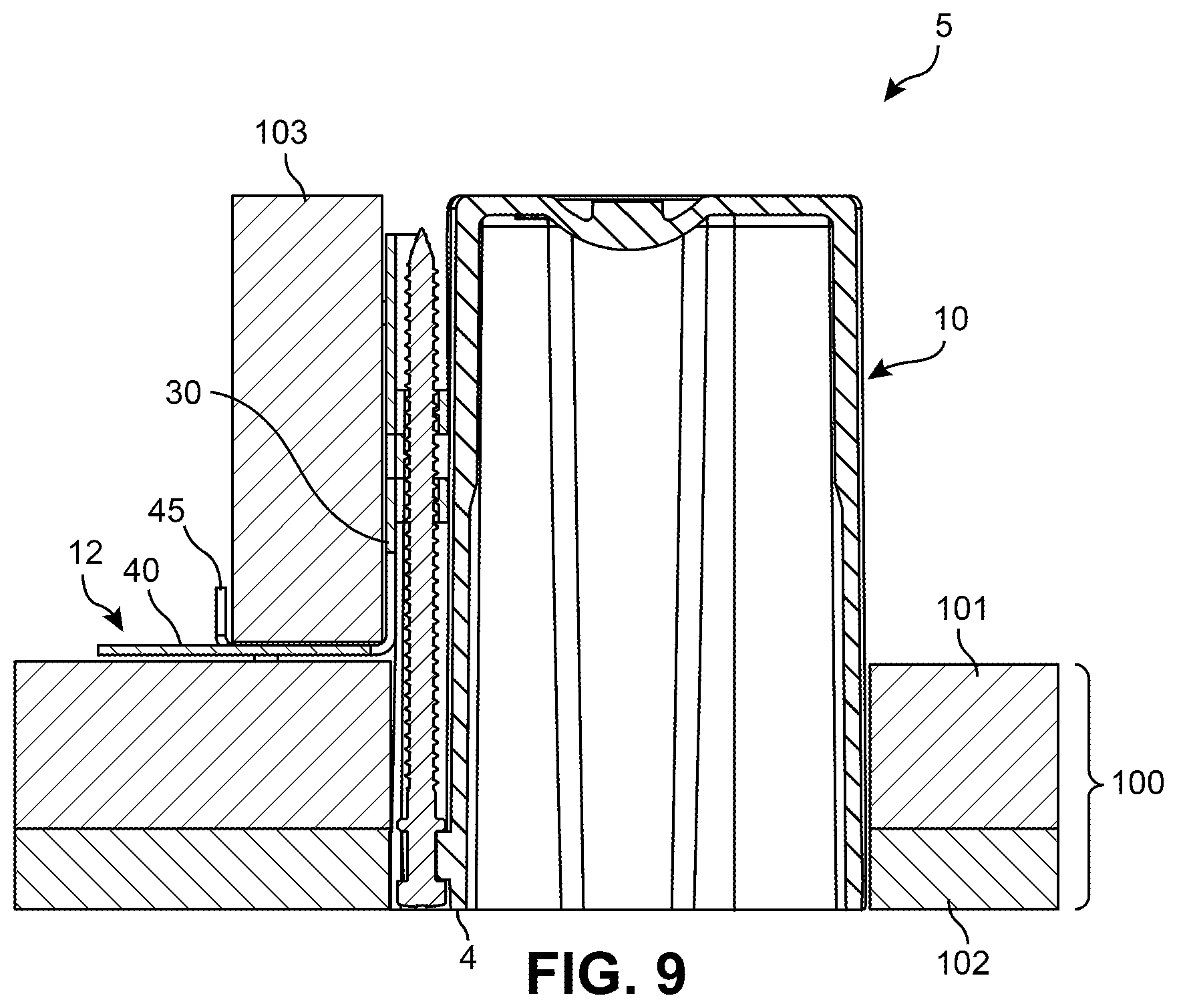 Patent US12586998 Figure 5 – Electrical box with adjustable mounting system