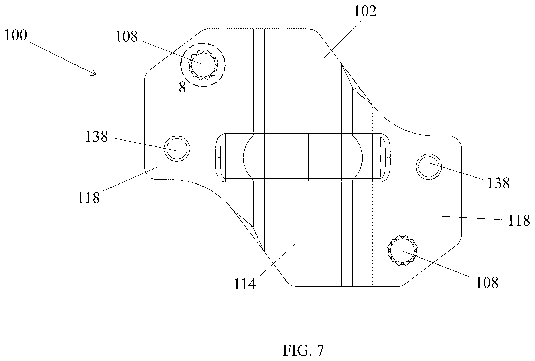 Patent US12586999 Figure 7 – Ceiling fan brace bracket