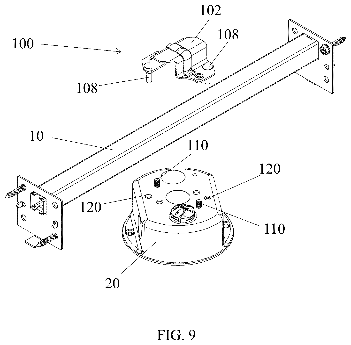 Patent US12586999 Figure 9 – Ceiling fan brace bracket