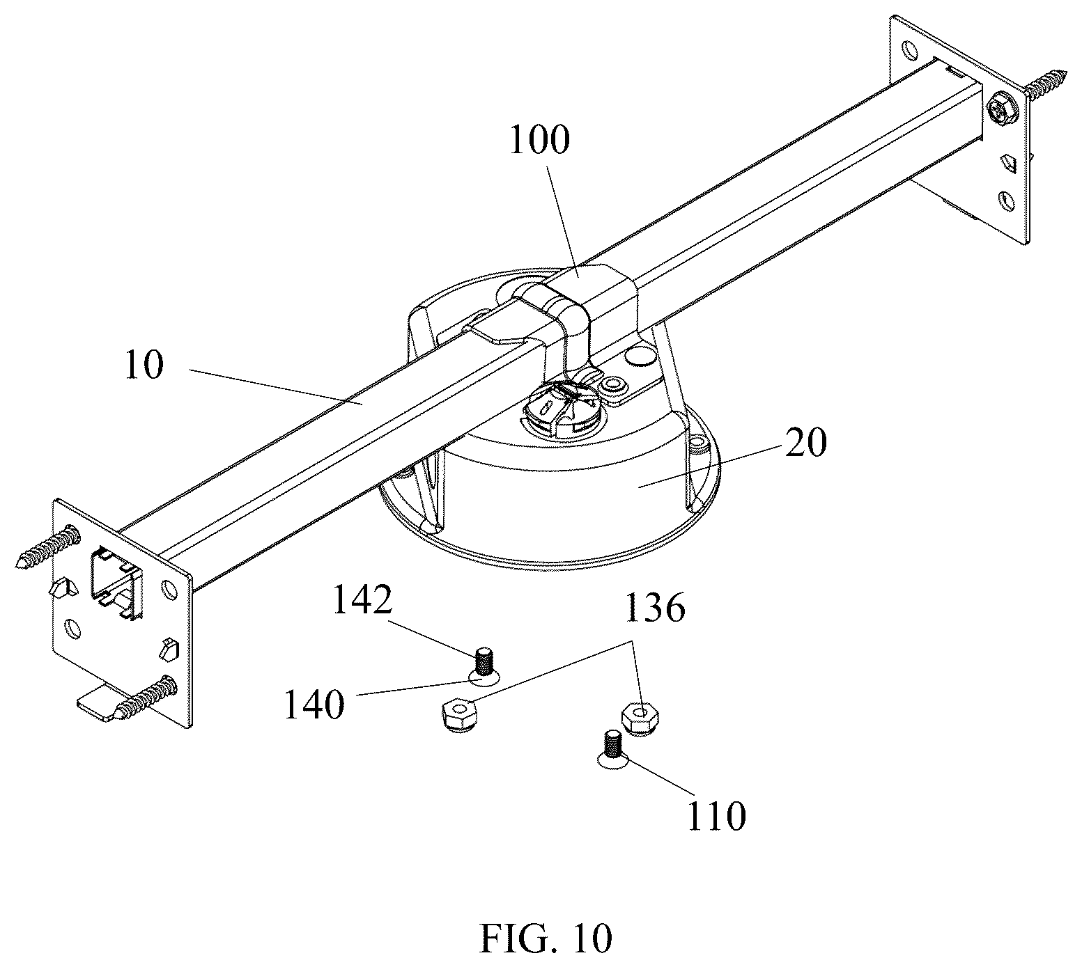 Patent US12586999 Figure 10 – Ceiling fan brace bracket