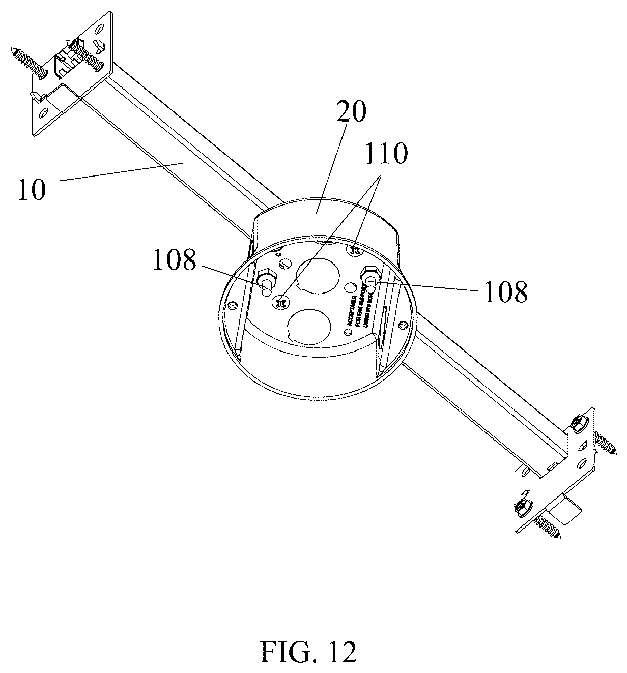 Patent US12586999 Figure 12 – Ceiling fan brace bracket