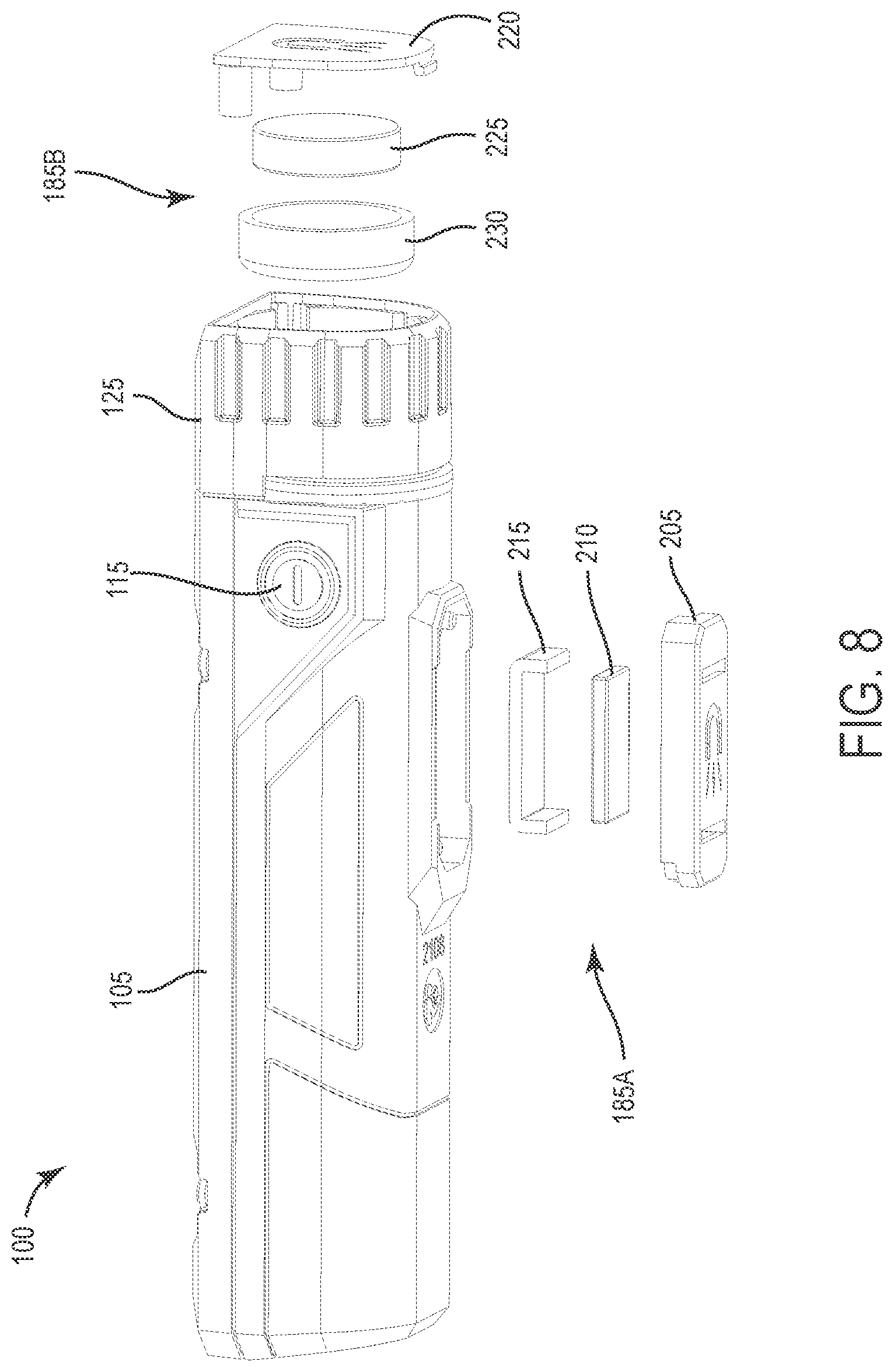 Patent US12588117 Figure 8 – Portable lighting device