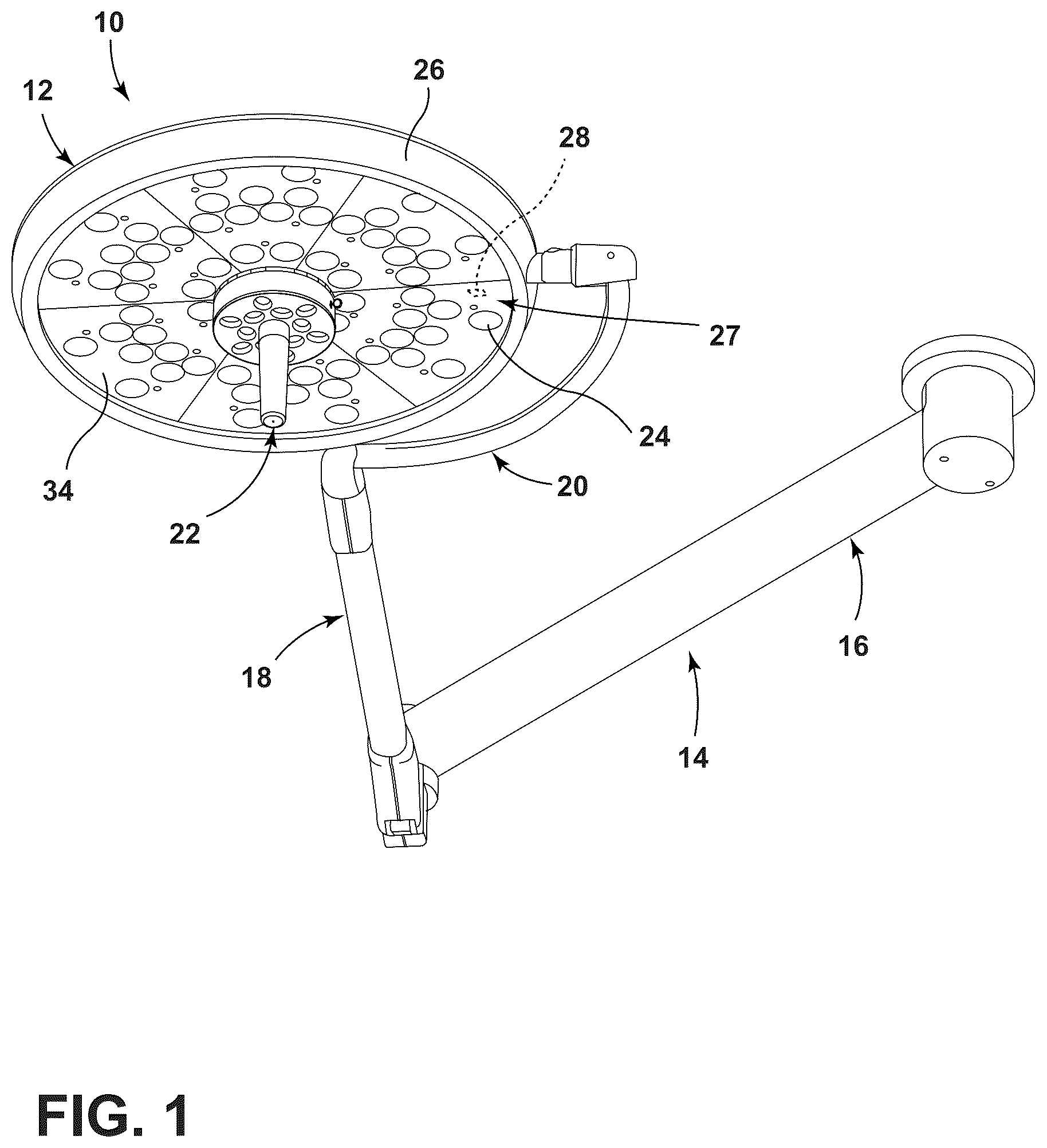 Patent US12588124 Figure 1 – Method and system for maximizing the output of surgical lights