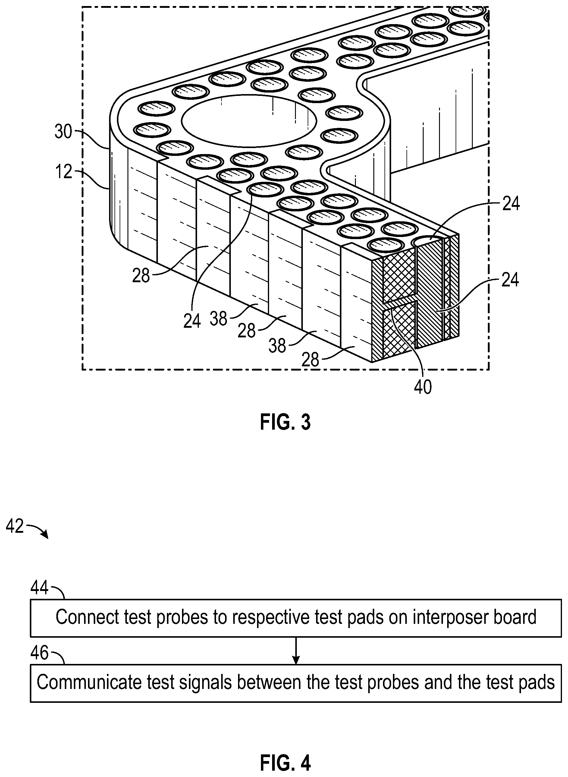 Patent US12588137 Figure 3 – Interposer board side wall having electrical features
