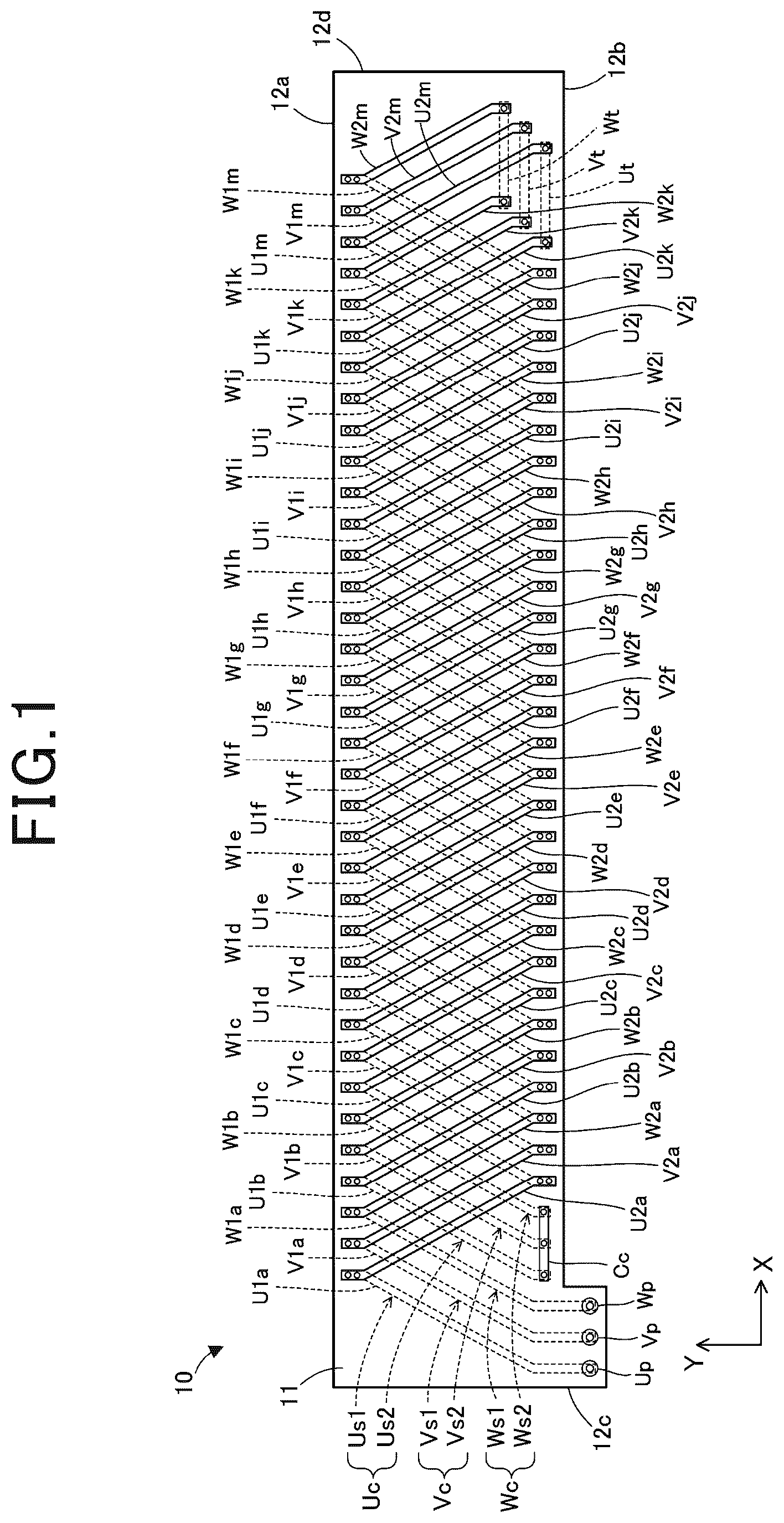 Patent US12588148 Figure 1 – Flexible circuit board and rotating electrical machine
