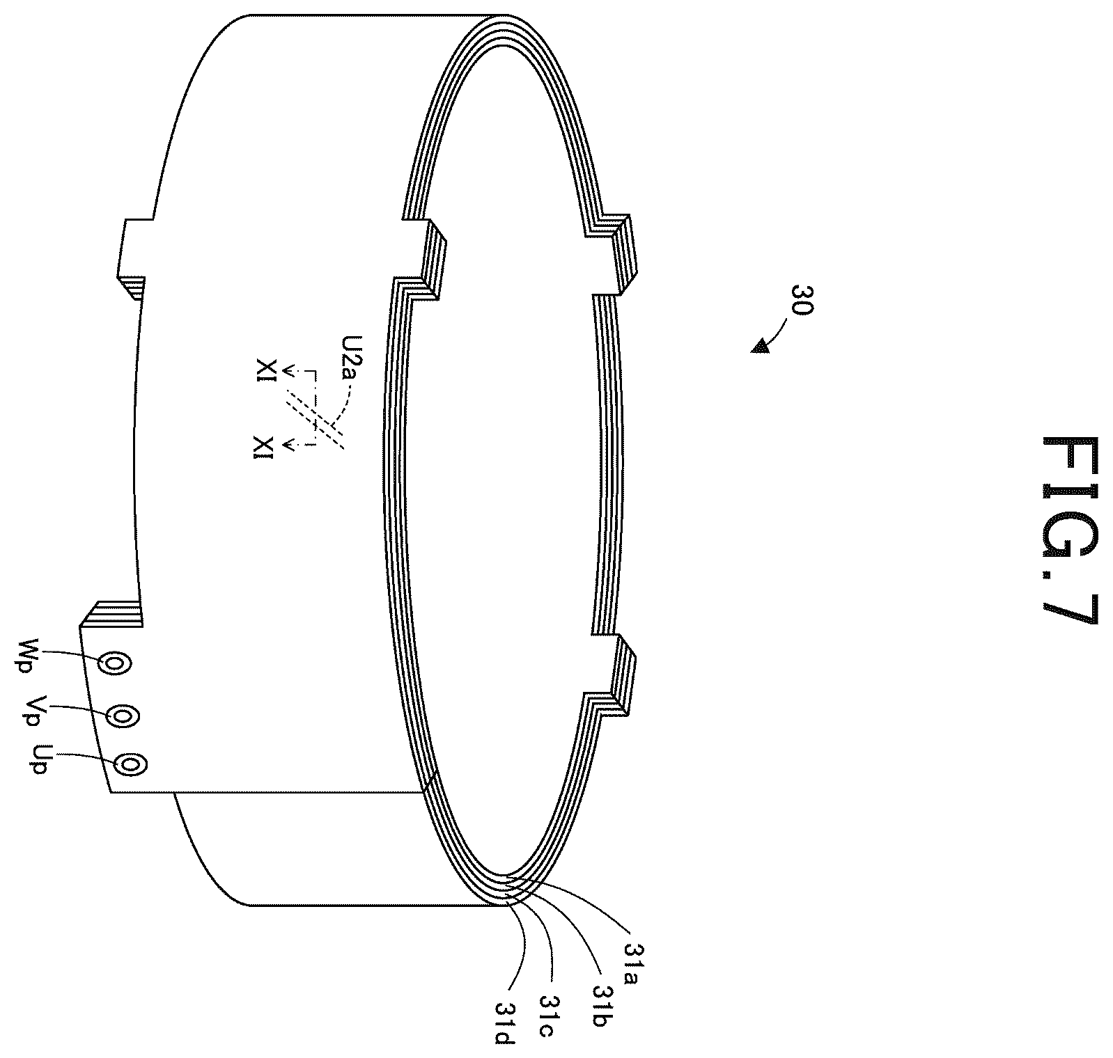Patent US12588148 Figure 7 – Flexible circuit board and rotating electrical machine