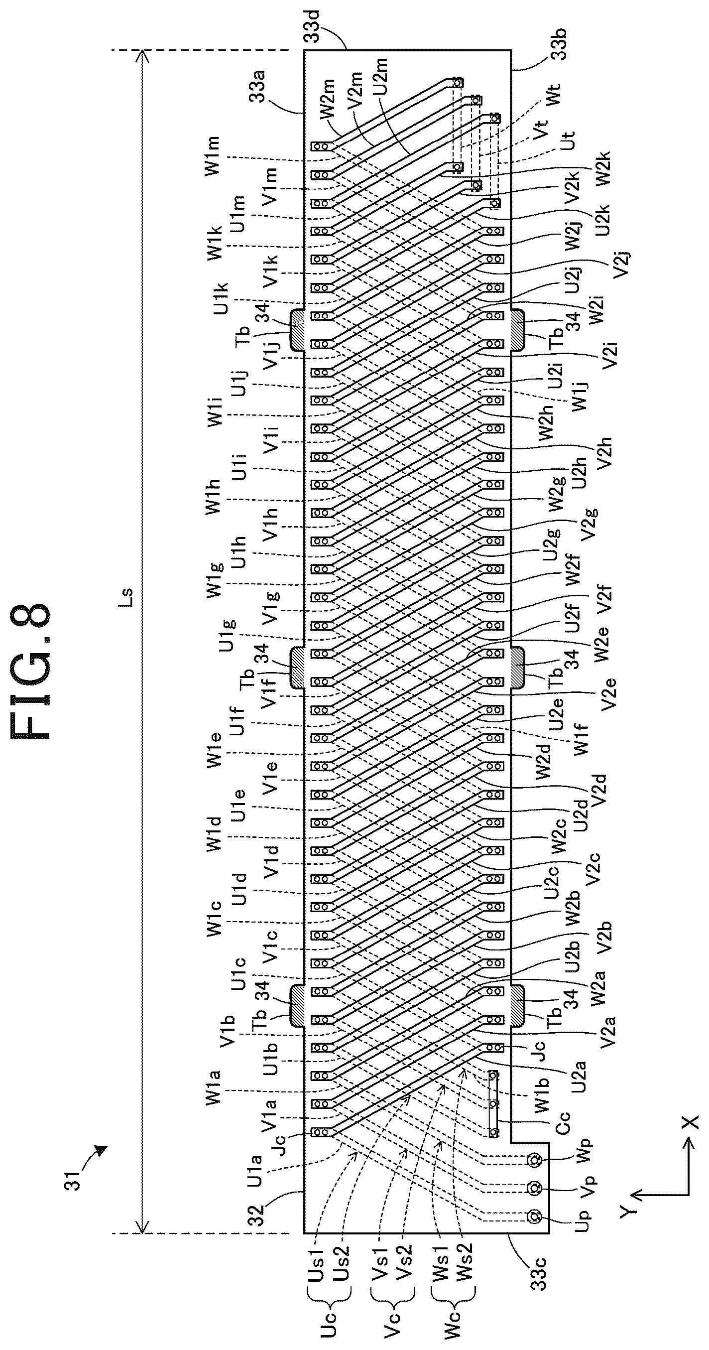 Patent US12588148 Figure 8 – Flexible circuit board and rotating electrical machine