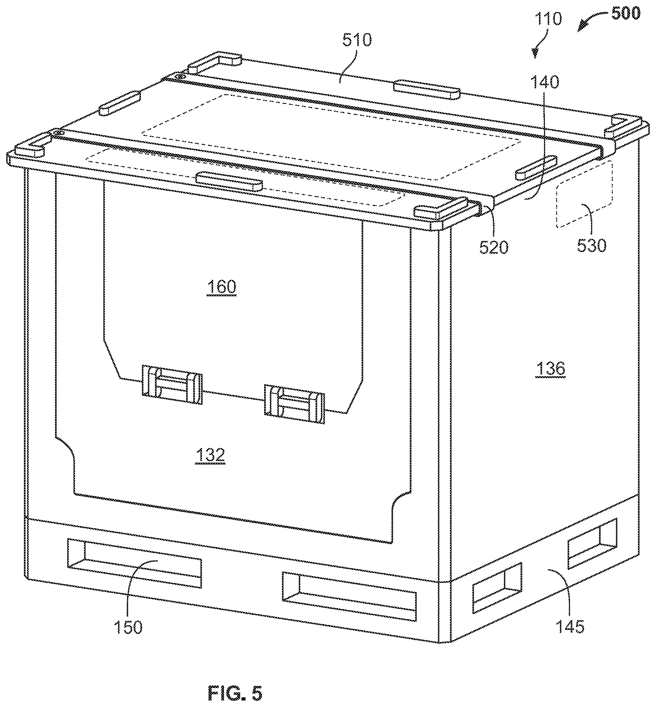 Patent US12588155 Figure 5 – Portable container for an industrial battery charger