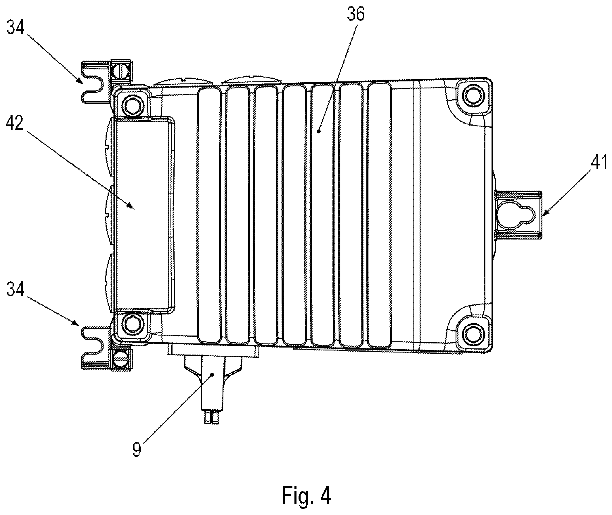 Patent US12588158 Figure 4 – Drive system having a central module, distributors and drives