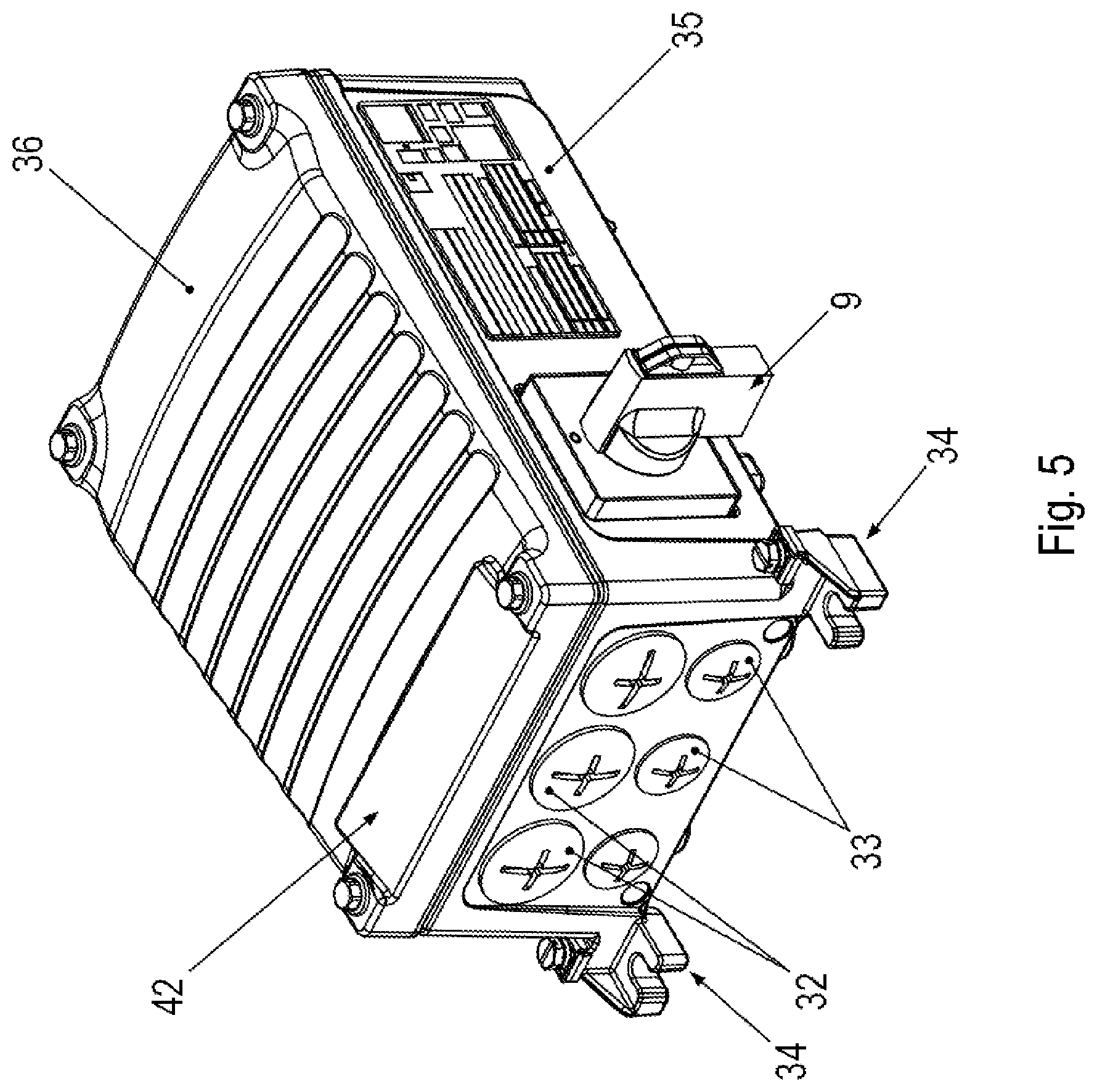 Patent US12588158 Figure 5 – Drive system having a central module, distributors and drives