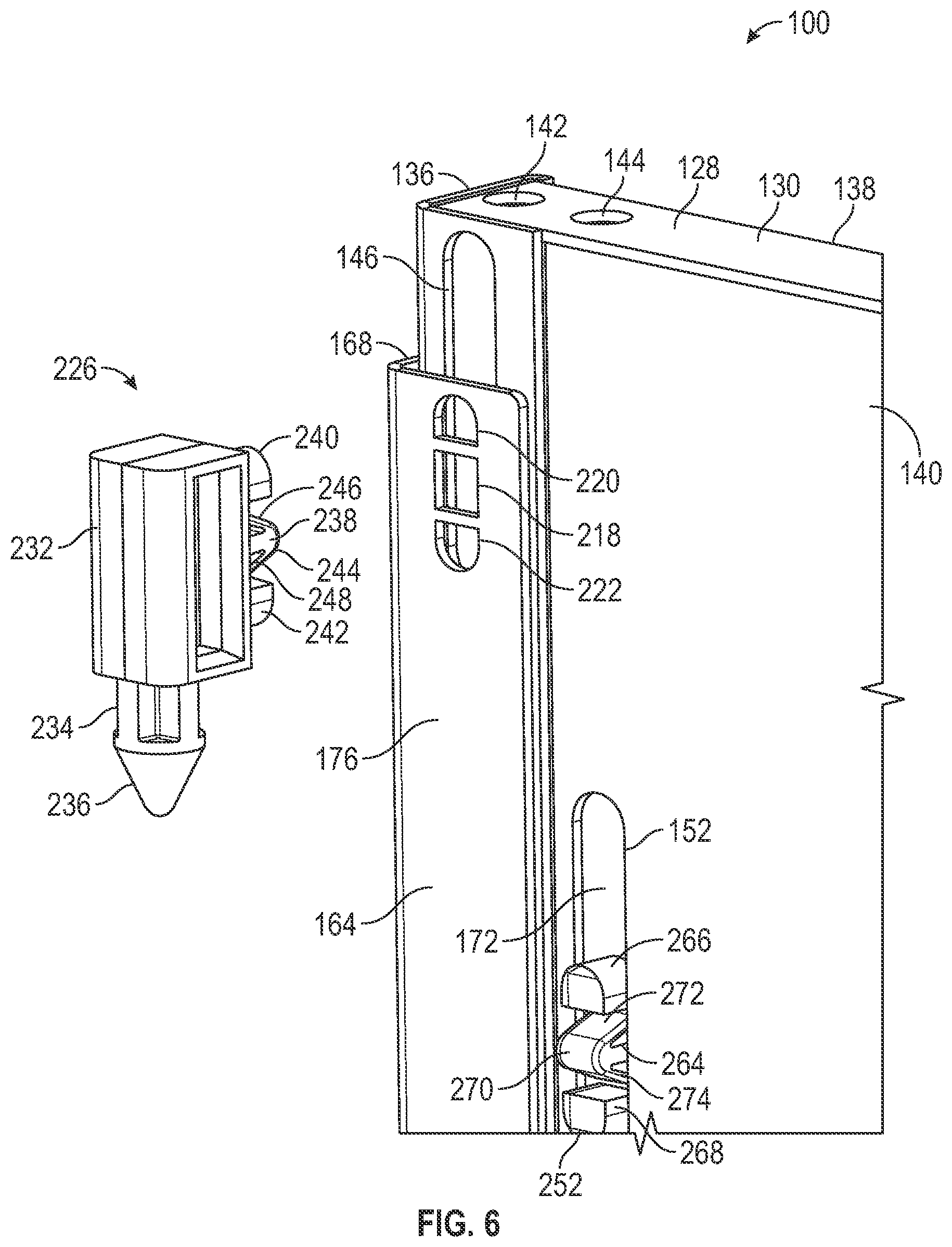 Patent US12588159 Figure 6 – Dual hinge cable management cover