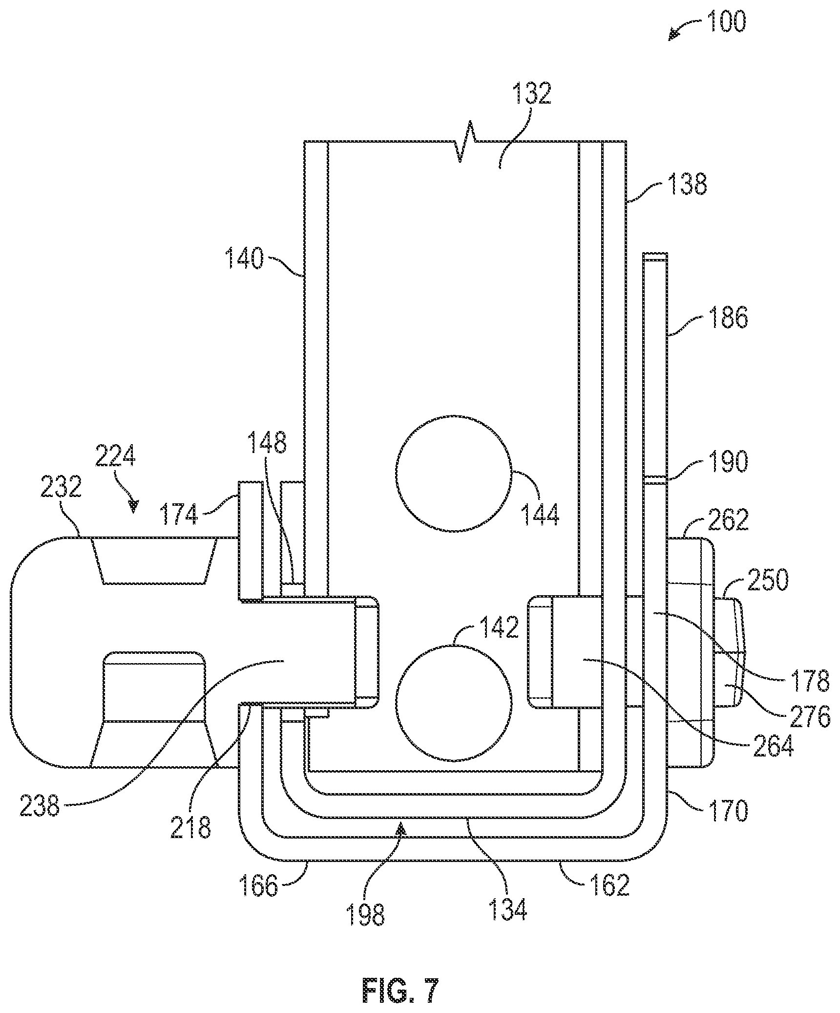 Patent US12588159 Figure 7 – Dual hinge cable management cover