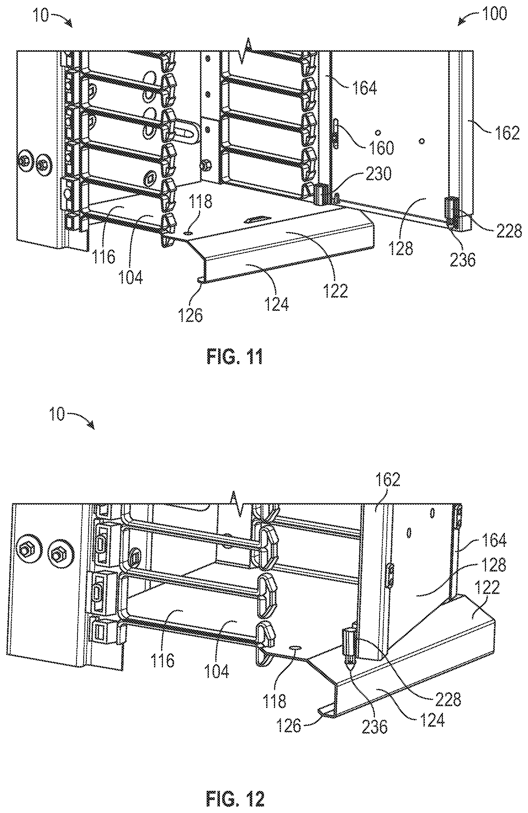 Patent US12588159 Figure 10 – Dual hinge cable management cover