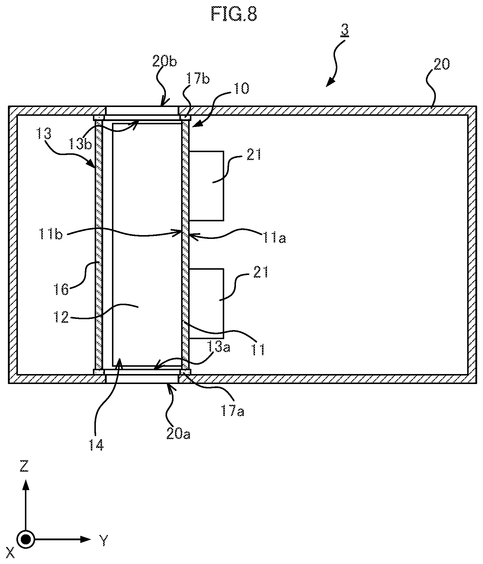 Patent US12588170 Figure 8 – In-vehicle device including cooling apparatus
