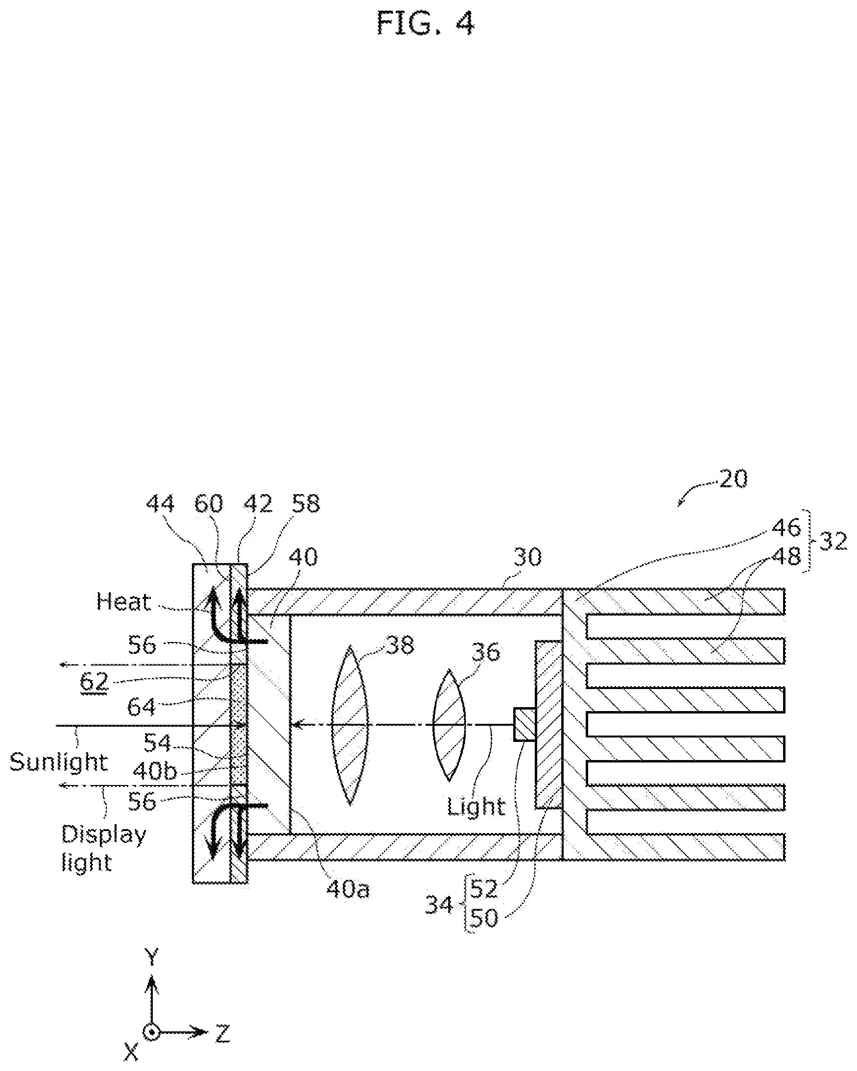 Patent US12588172 Figure 4 – Display device and head-up display