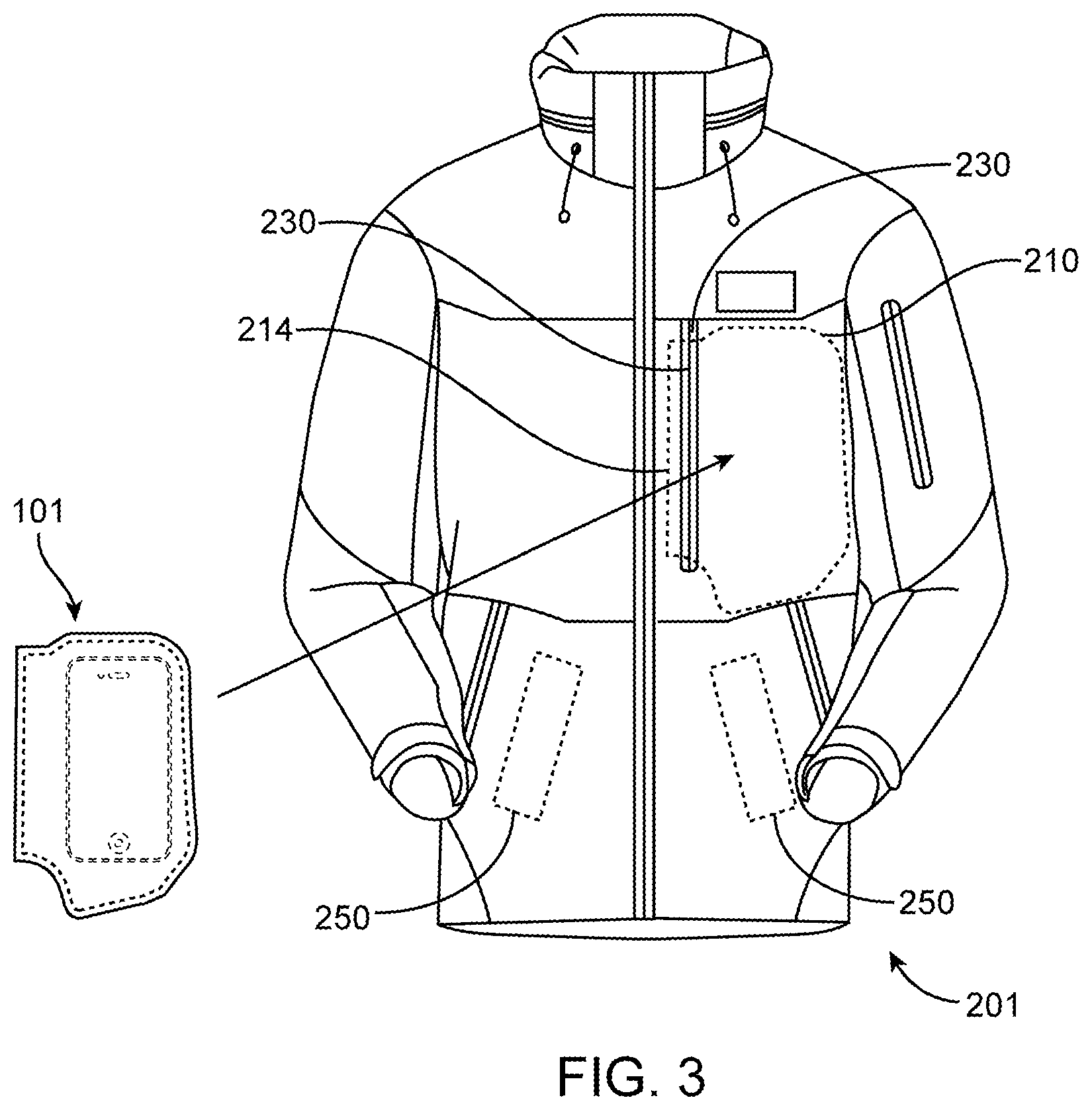 Patent US12588176 Figure 2 – RF shielding pouch and garment for electronic devices