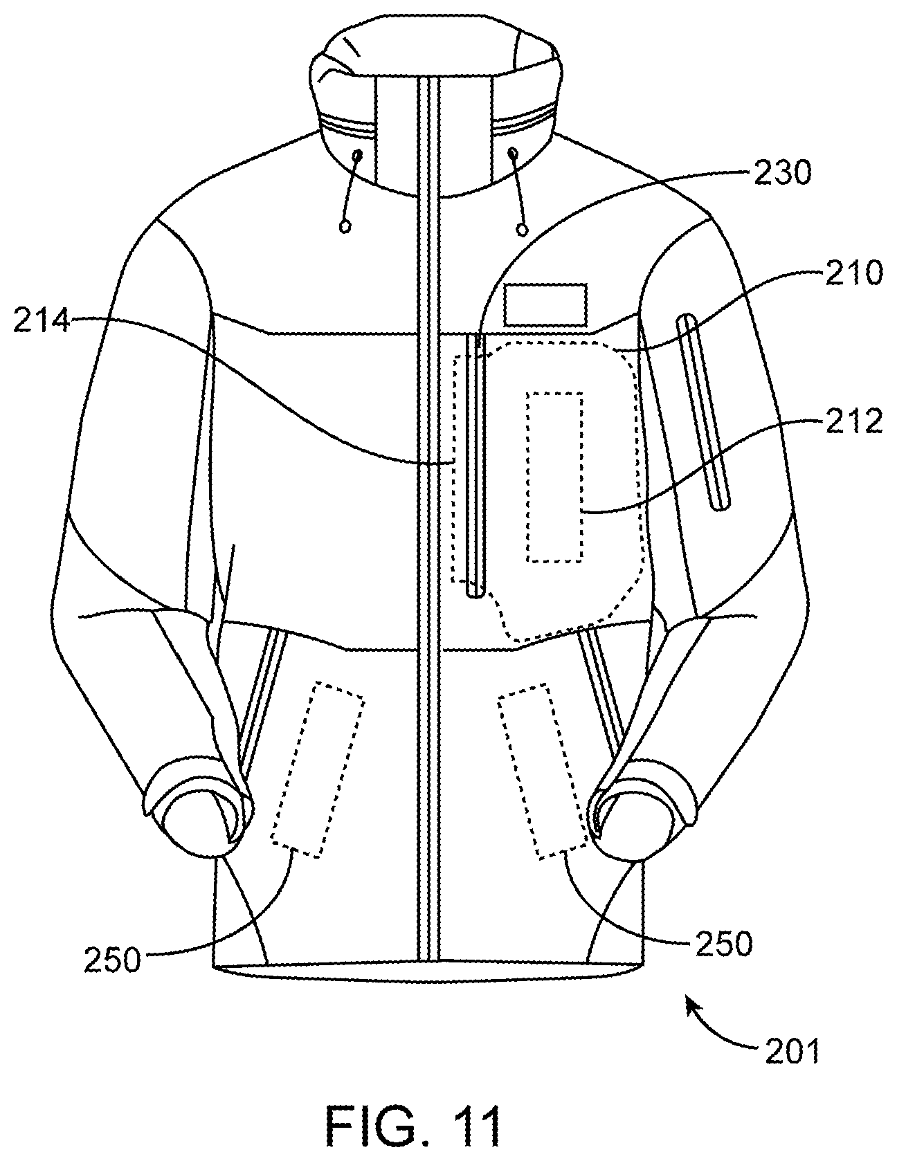 Patent US12588176 Figure 7 – RF shielding pouch and garment for electronic devices