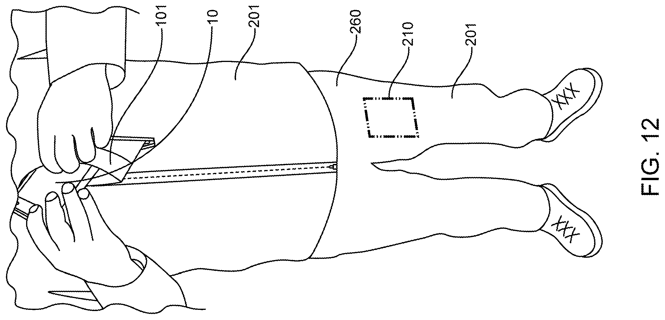 Patent US12588176 Figure 8 – RF shielding pouch and garment for electronic devices