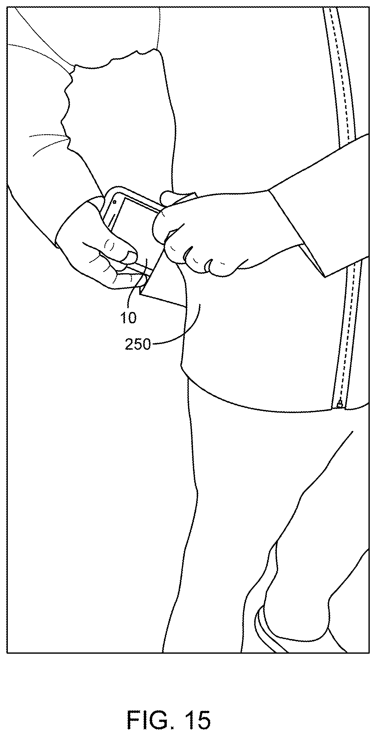 Patent US12588176 Figure 11 – RF shielding pouch and garment for electronic devices