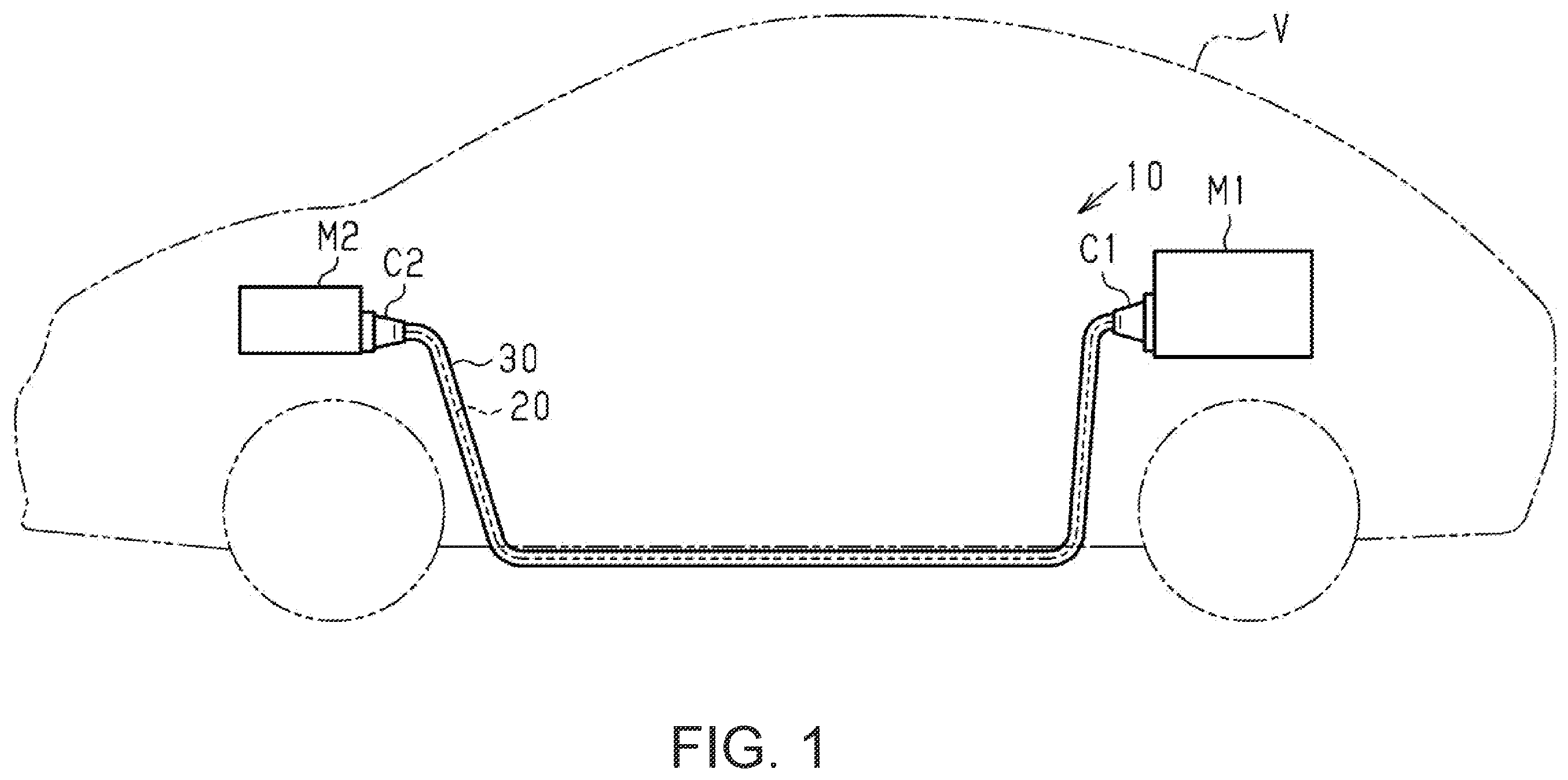 Patent US12588177 Figure 1 – Wire harness